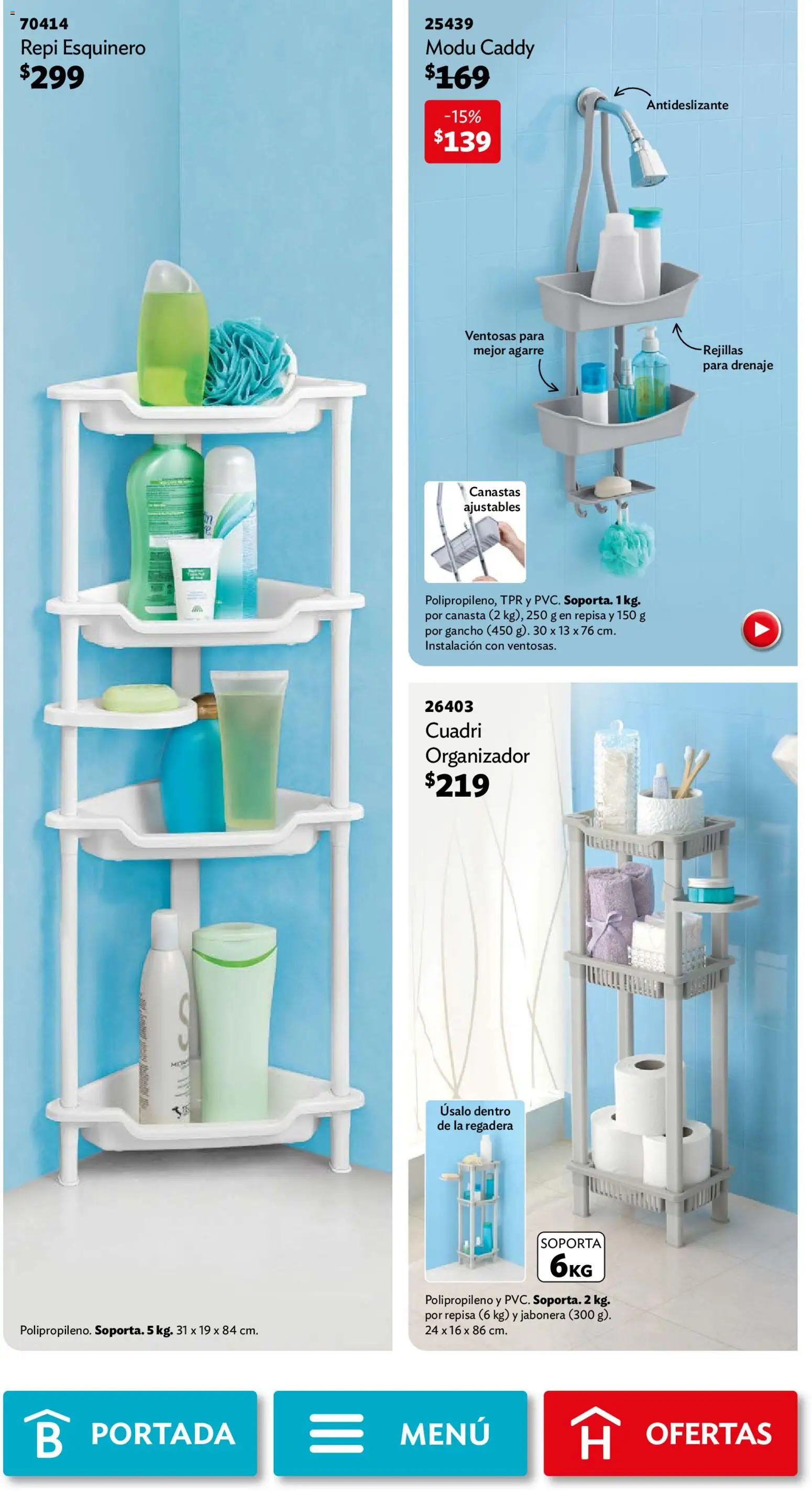 Nuevas ofertas de Betterware válidas en toda la República Mexicana desde el 04.05.2026. ¡Encuentra las mejores ofertas en Betterware campaña 5 2026! | Página: 88 | Productos: Repisa, Regadera, Canasta, Jabonera