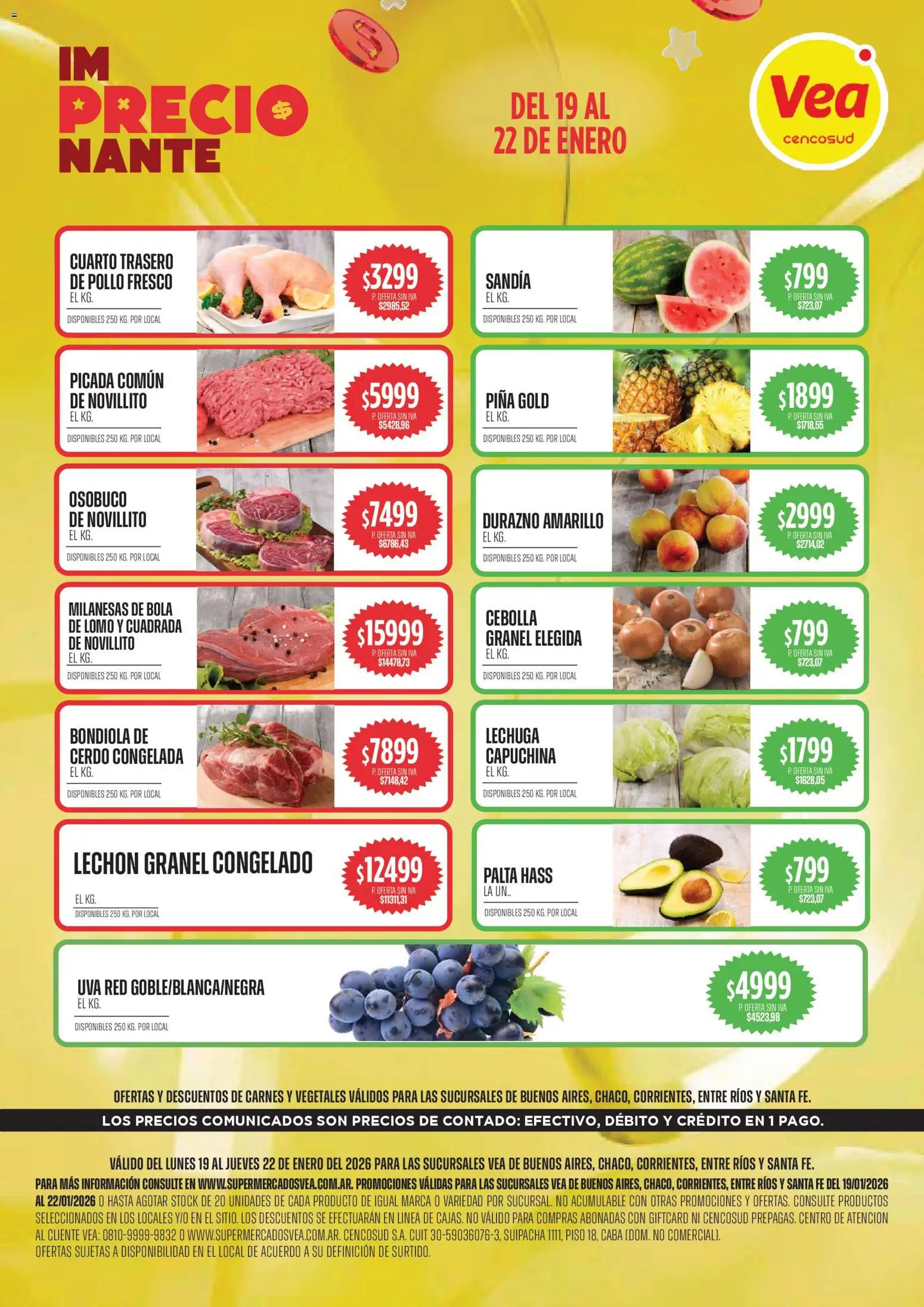 Vea ofertas │ válido desde el 19.01.2026 | Página: 1 | Productos: Pollo, Cebolla, Durazno, Palta