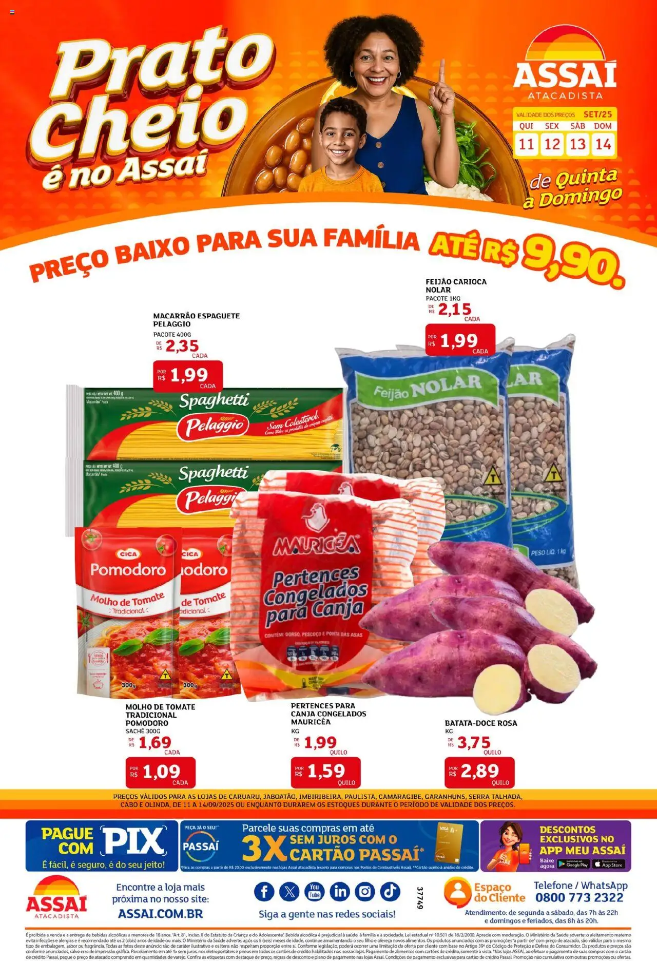 Assaí Atacadista Folheto - válido de 11.09.2025 | Página: 1 | Produtos: Pasta, Base, Macarrão, Baixo
