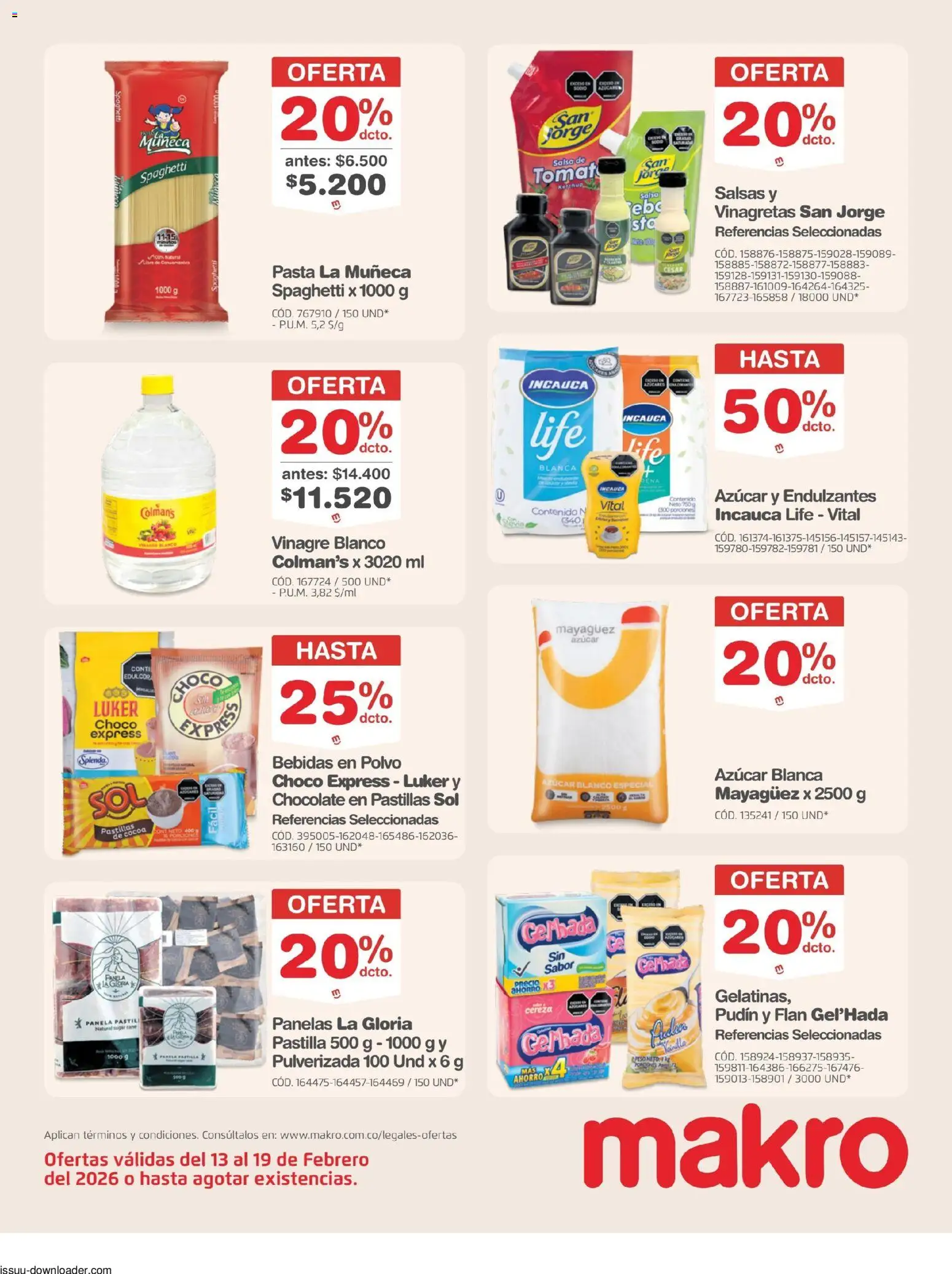 Makro revista - valida desde el 13.02.2026 | Página: 17 | Productos: Azucar, Polvo, Panela, Chocolate