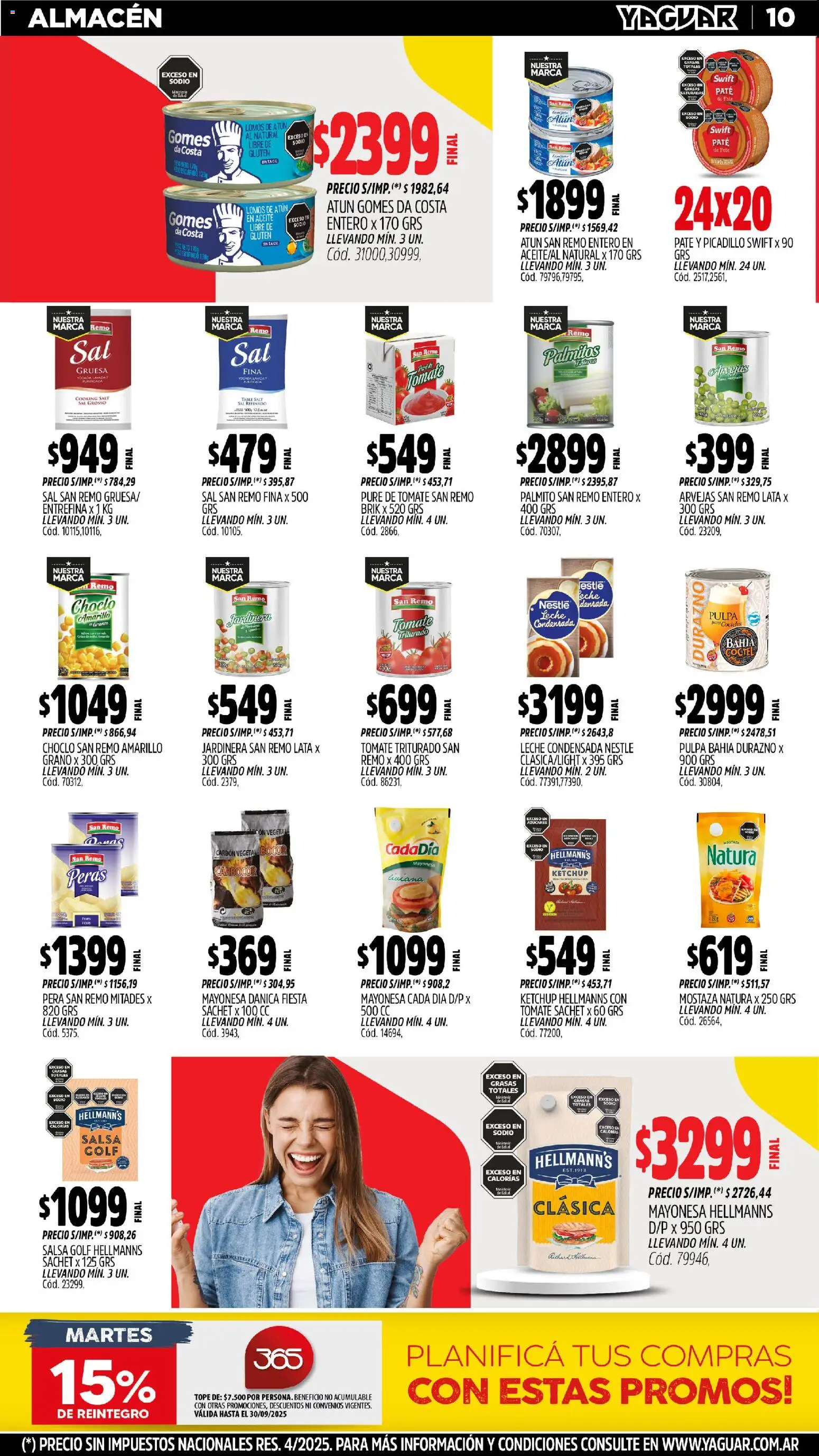 Yaguar - Bahía Blanca │ válido desde el 27.10.2025 | Página: 10 | Productos: Choclo, Mostaza, Sal, Paté