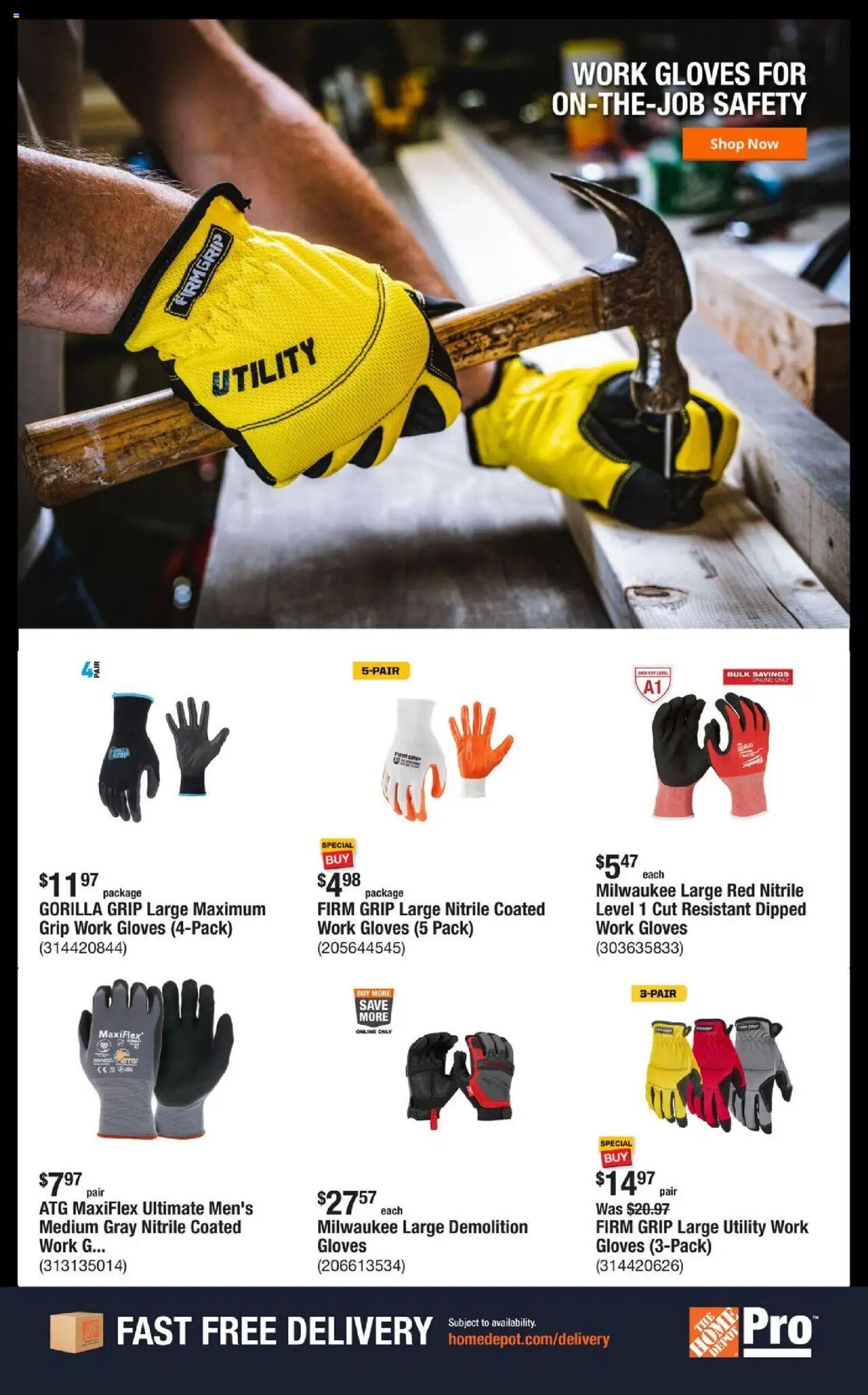 Home Depot Shop Pro Ad - FL - valid from 15.09.2025 | Page: 6 | Products: Gloves