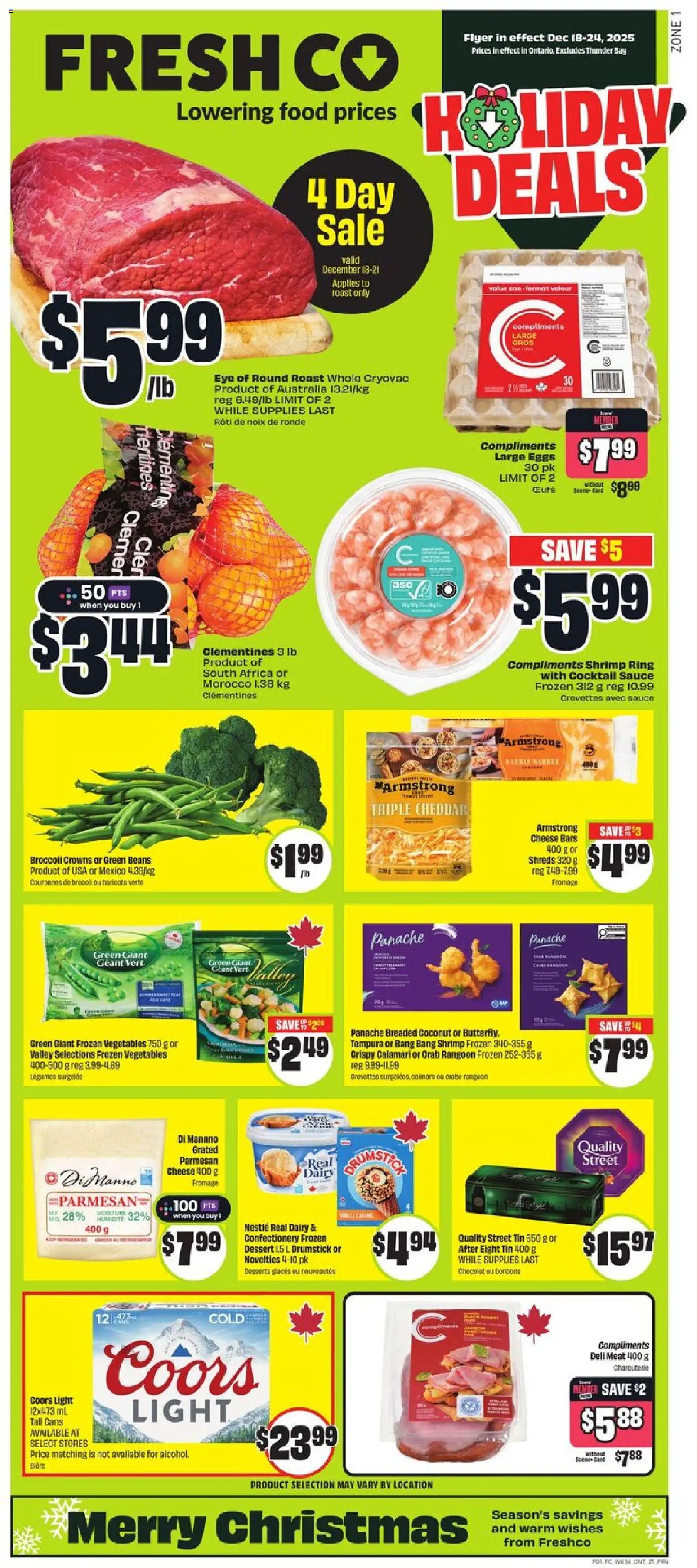 FreshCo flyer valid from 18.12.2025 | Page: 1 | Products: Cheese, Eggs