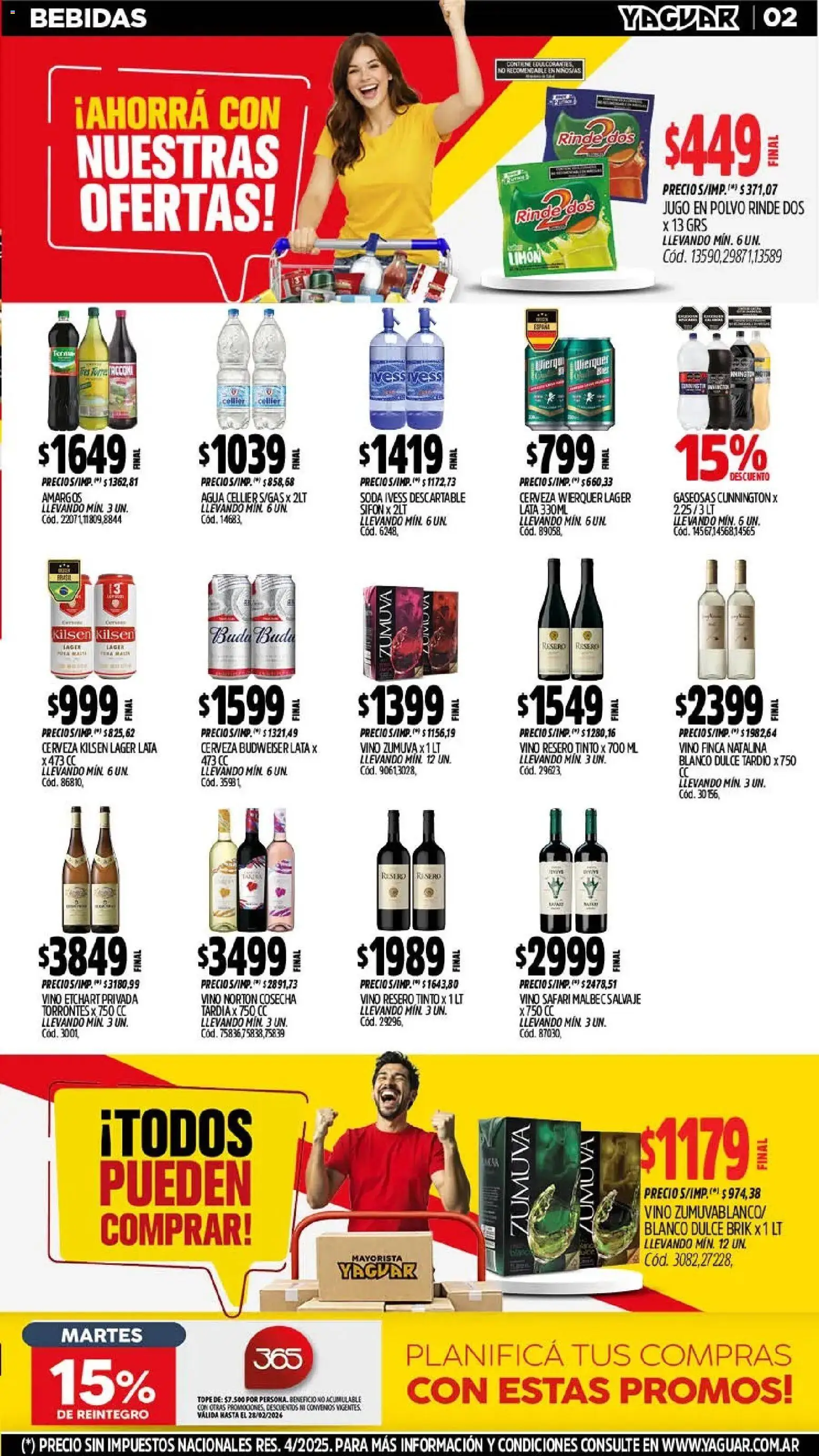Yaguar - Oferta Semanal General Roca │ válido desde el 23.02.2026 | Página: 2 | Productos: Polvo, Agua, Vino, Cerveza