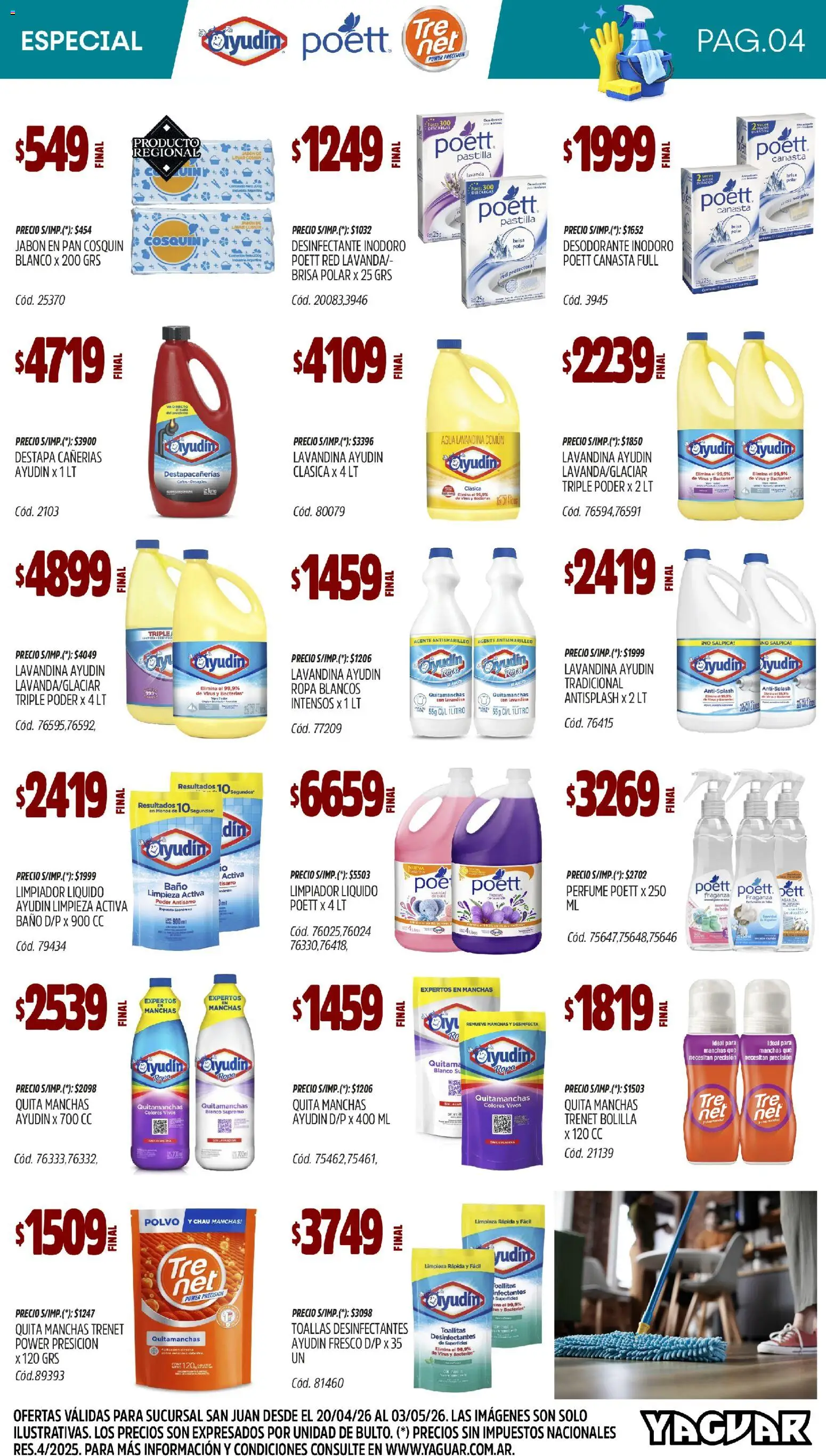 Yaguar - Especial Limpieza San Juan │ válido desde el 20.04.2026 | Página: 4 | Productos: Baño, Polvo, Desodorante, Limpiador