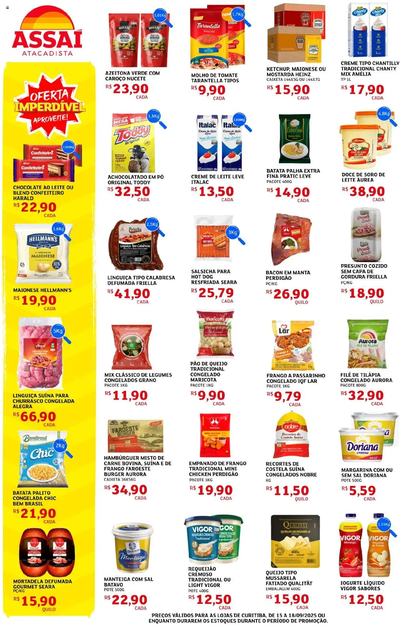 Assaí Atacadista Folheto - válido de 15.09.2025 | Página: 2 | Produtos: Achocolatado, Pizza, Batata palha, Creme de leite