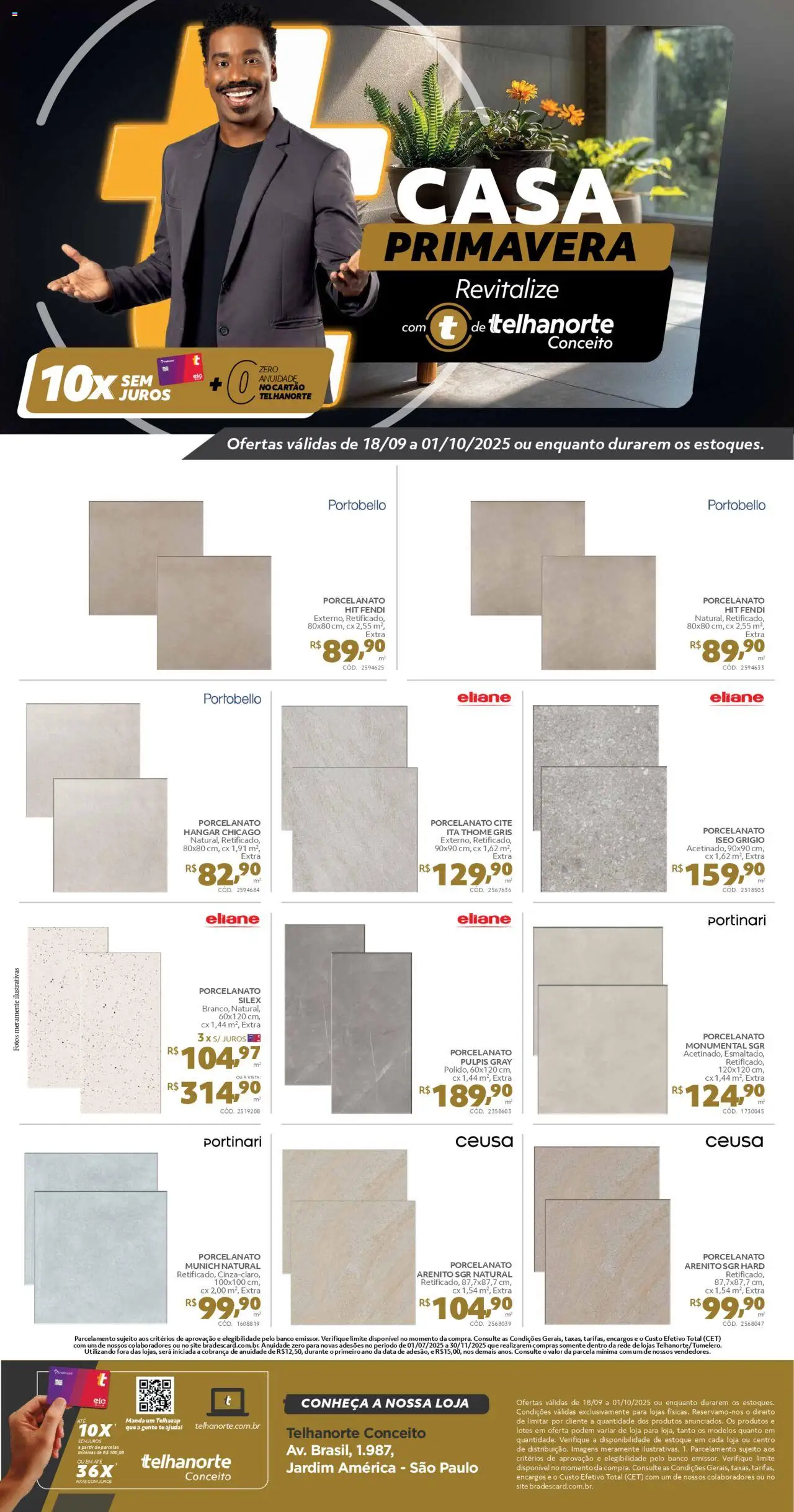 Telhanorte Folheto - válido de 18.09.2025 | Página: 1 | Produtos: Banco, Porcelanato
