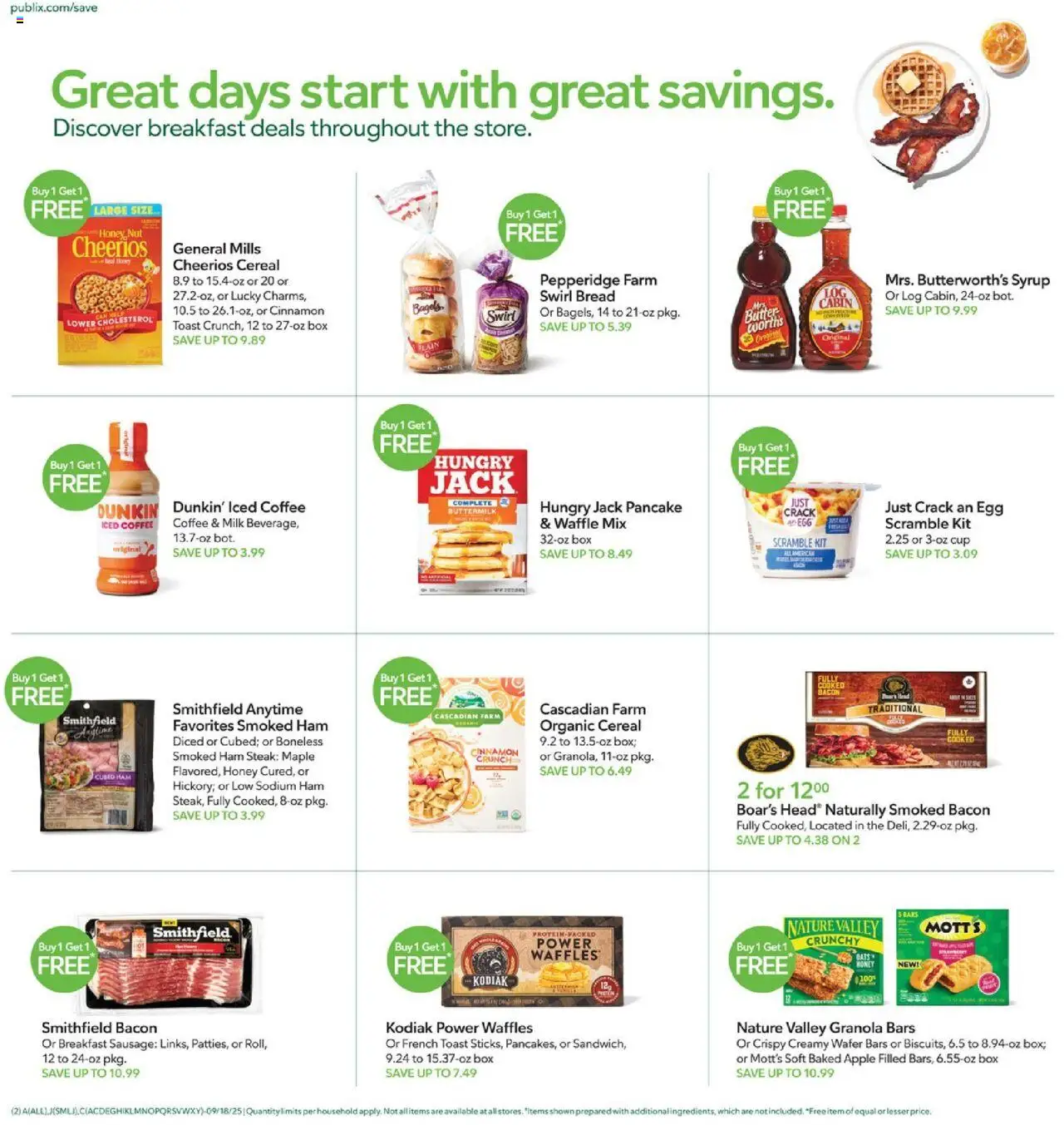 Publix Weekly Ad - valid from 17.09.2025 | Page: 2 | Products: Milk, Bread, Ham, Sausage