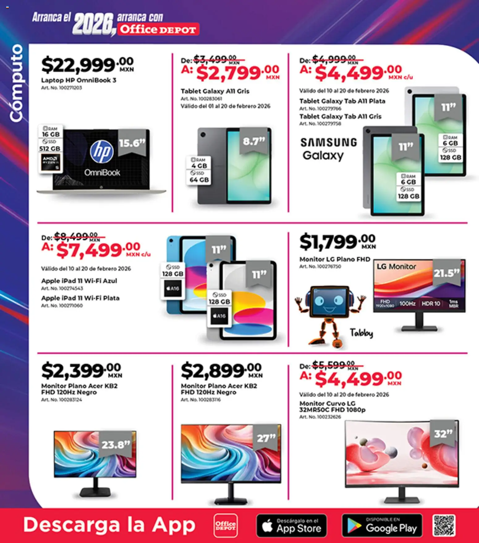 Nuevas ofertas de Office Depot válidas en toda la República Mexicana desde el 01.02.2026. ¡Encuentra las mejores ofertas en Office Depot catálogo! | Página: 5 | Productos: Tablet, Monitor