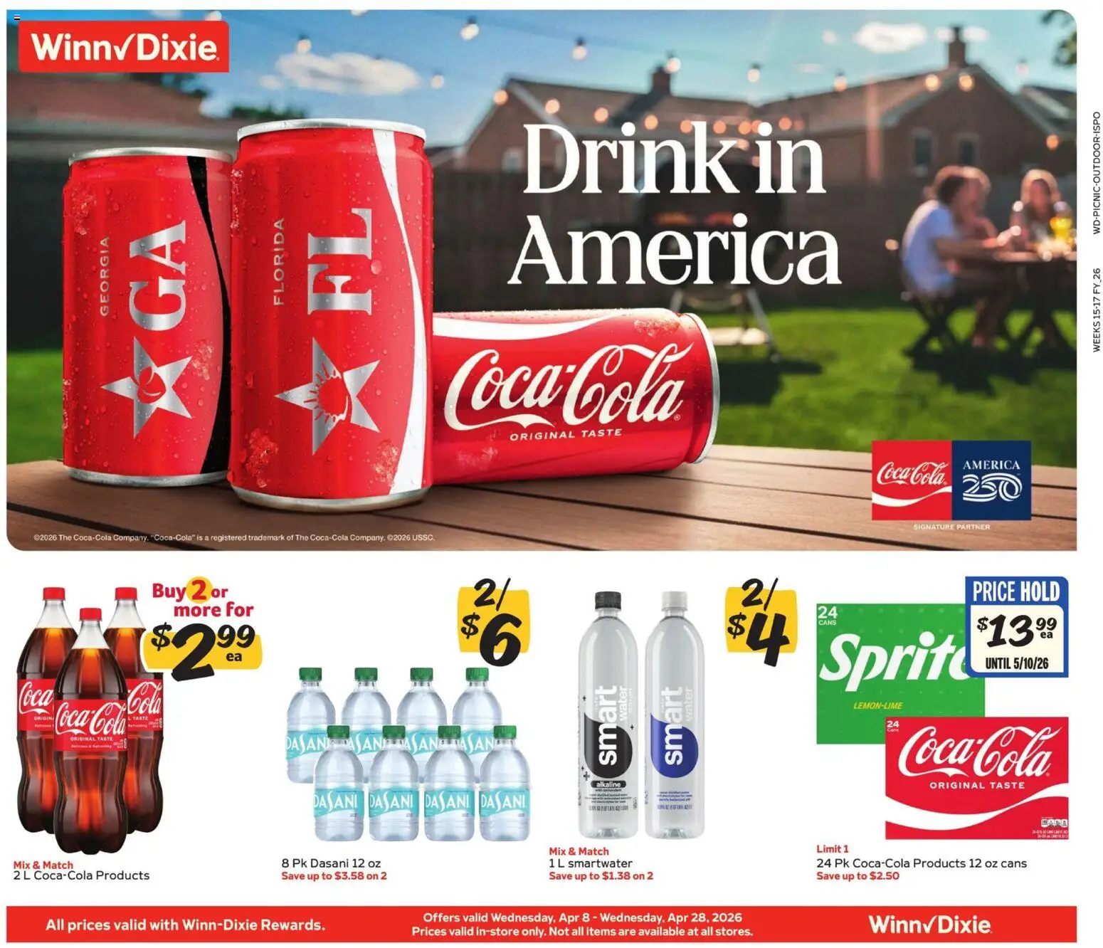 Winn Dixie In-Store Flyer - valid from 08.04.2026 | Page: 1 | Products: Water