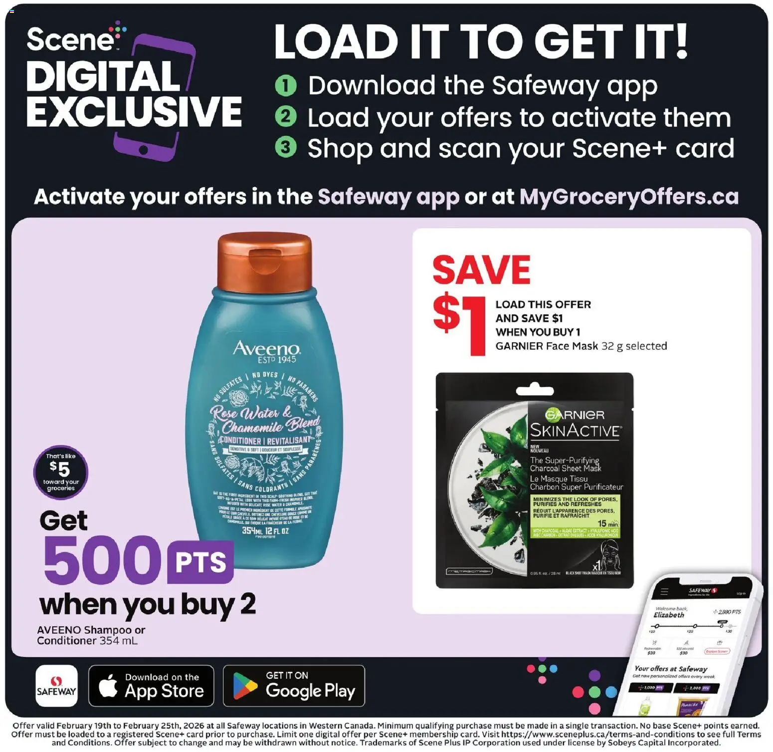 Safeway flyer valid from 19.02.2026 | Page: 13 | Products: Shampoo, Conditioner, Mask, Face mask