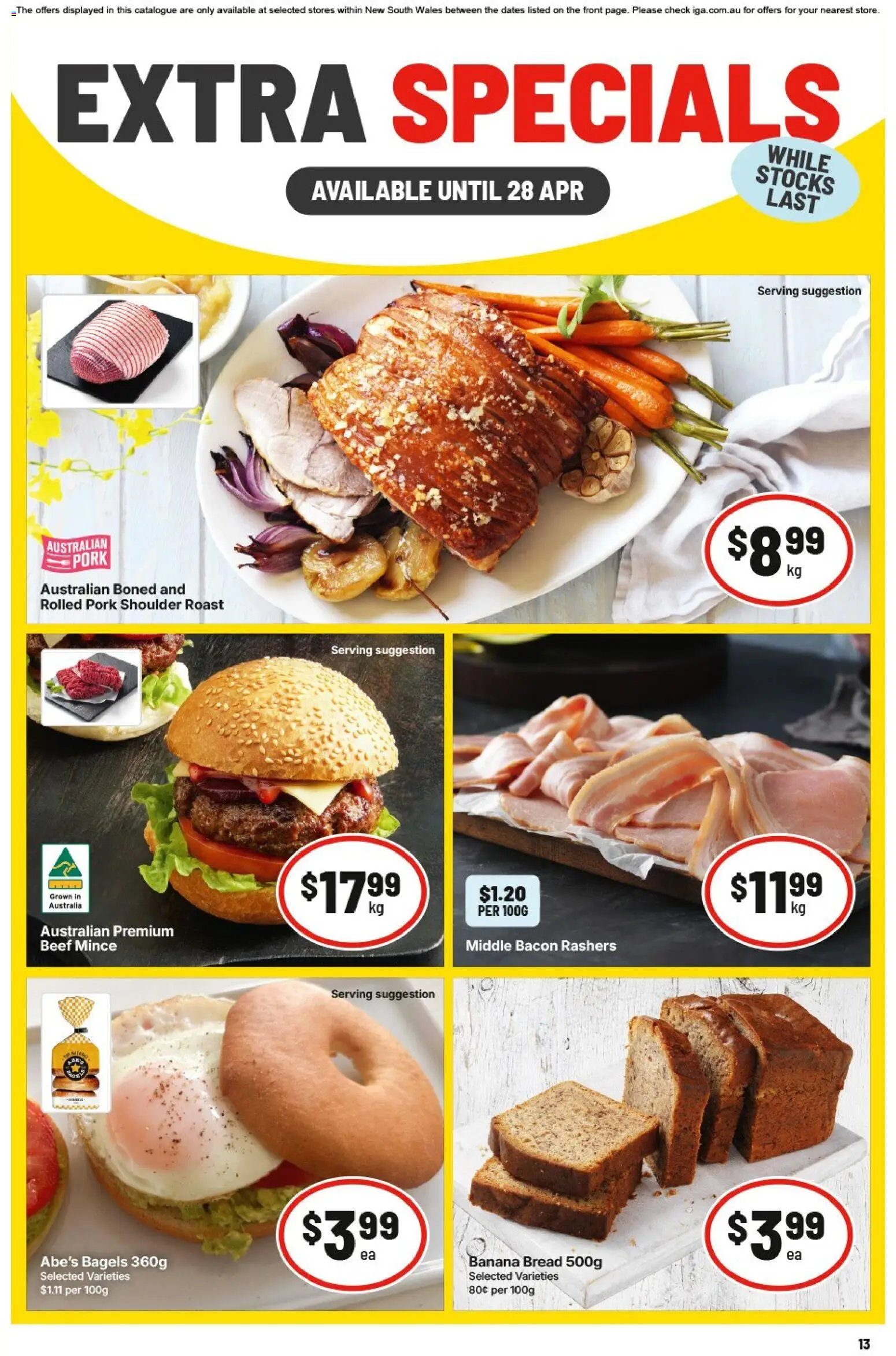 IGA catalogue - valid from 22.04.2026 | Page: 14 | Products: Bacon, Crumpets, Cheese, Bakery
