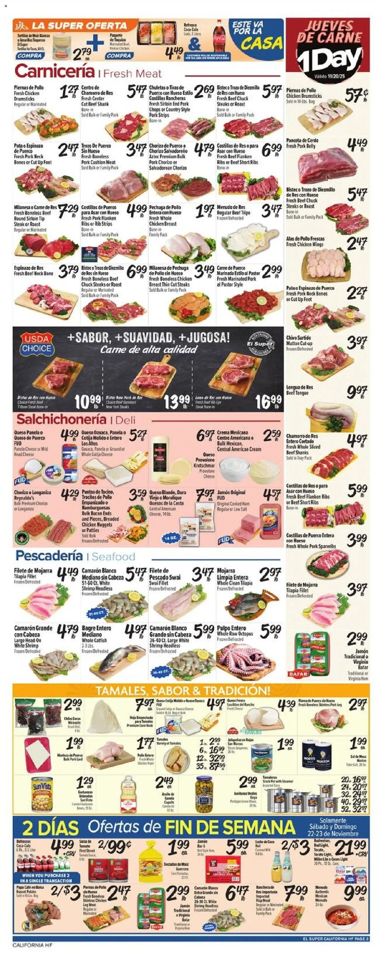 El Super Weekly Ad - CA - valid from 19.11.2025 | Page: 3 | Products: Cheese, Beef, Cushion, Bag