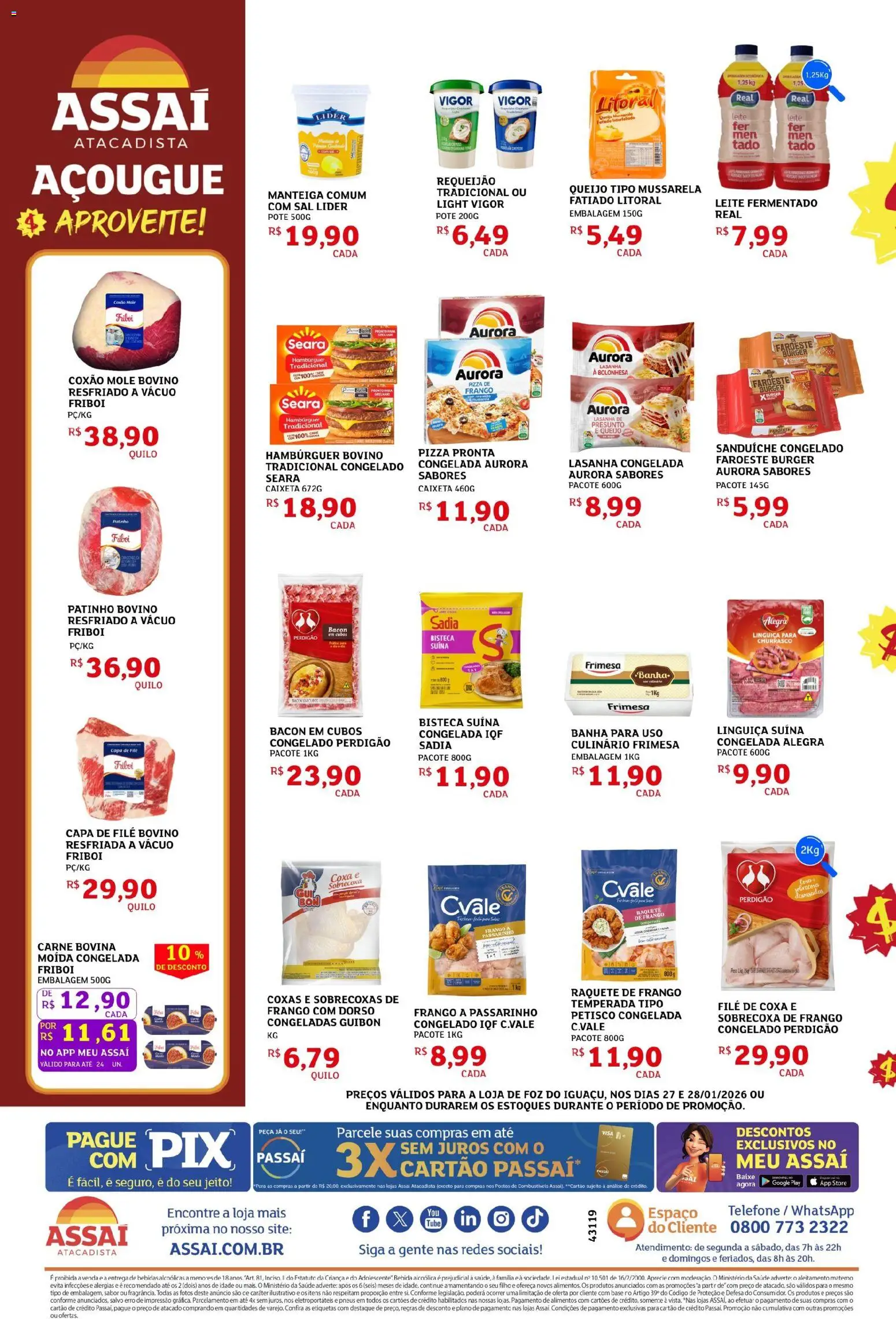 Assaí Atacadista Folheto - válido de 27.01.2026 | Página: 2 | Produtos: Pera, Linguiça, Manteiga, Requeijão
