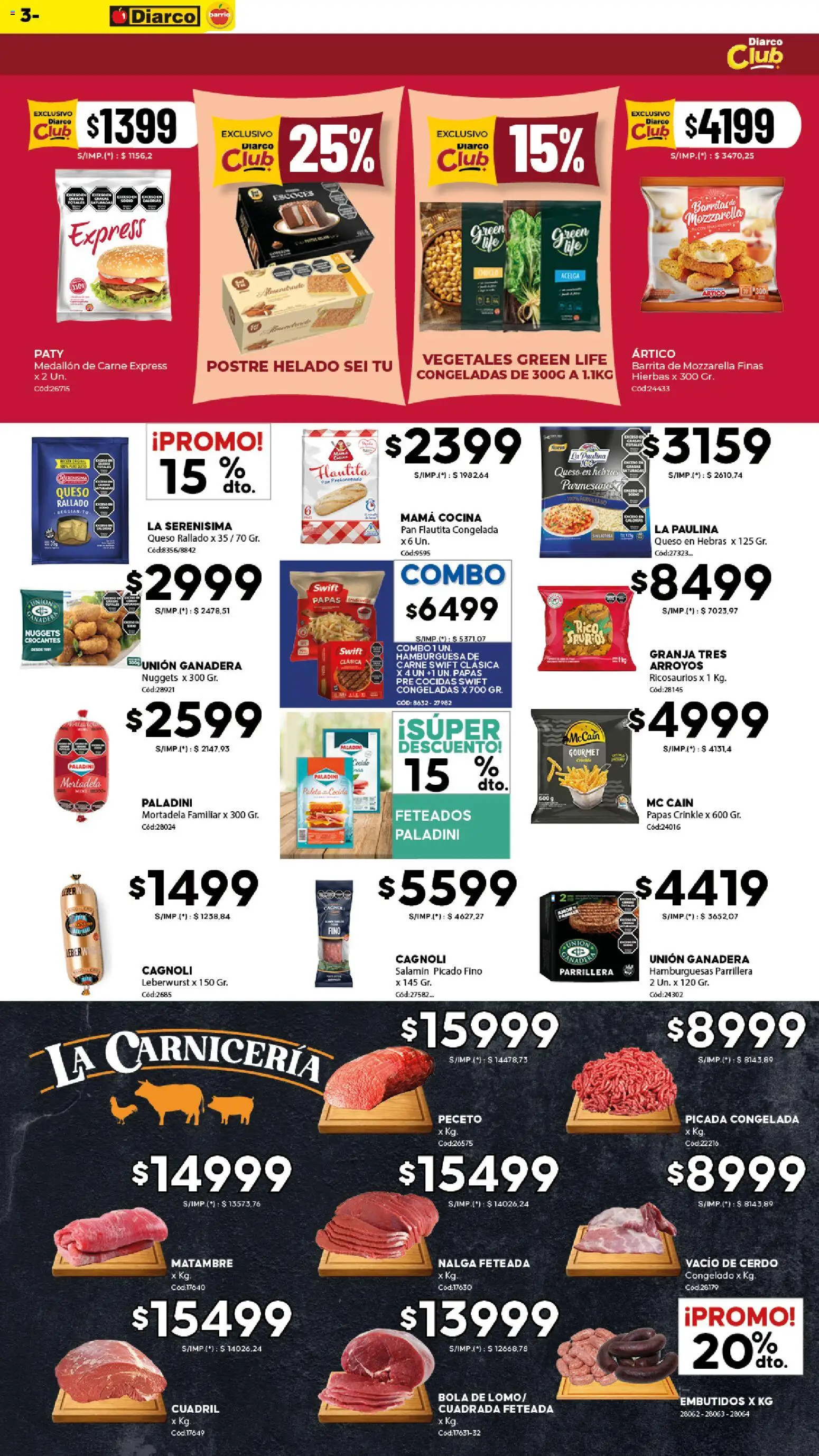 Diarco - Ofertas Diarco Barrio │ válido desde el 22.12.2025 | Página: 3 | Productos: Helado, Mortadela, Queso, Pan