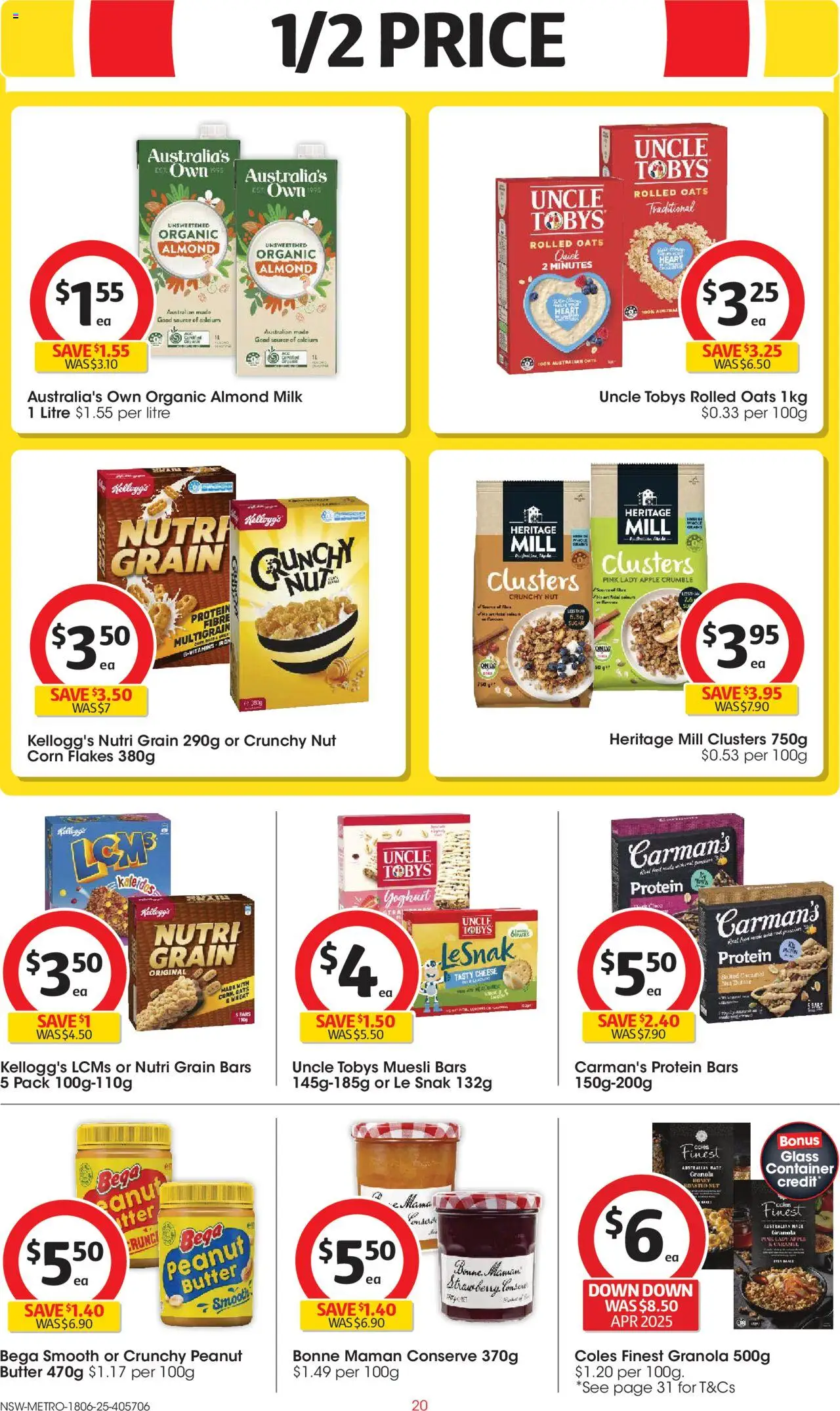 Coles catalogue - valid from 18.06.2025 | Page: 20 | Products: Milk, Granola, Oats, Flakes