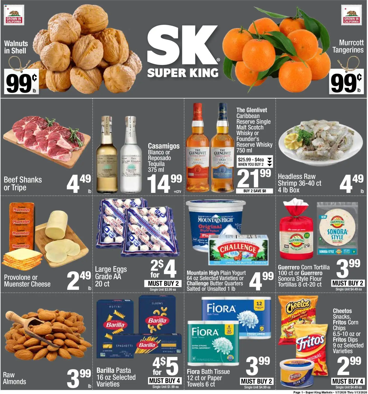 Super King - Weekly Ad - valid from 07.01.2026 | Page: 1 | Products: Yogurt, Eggs, Pasta, Chips