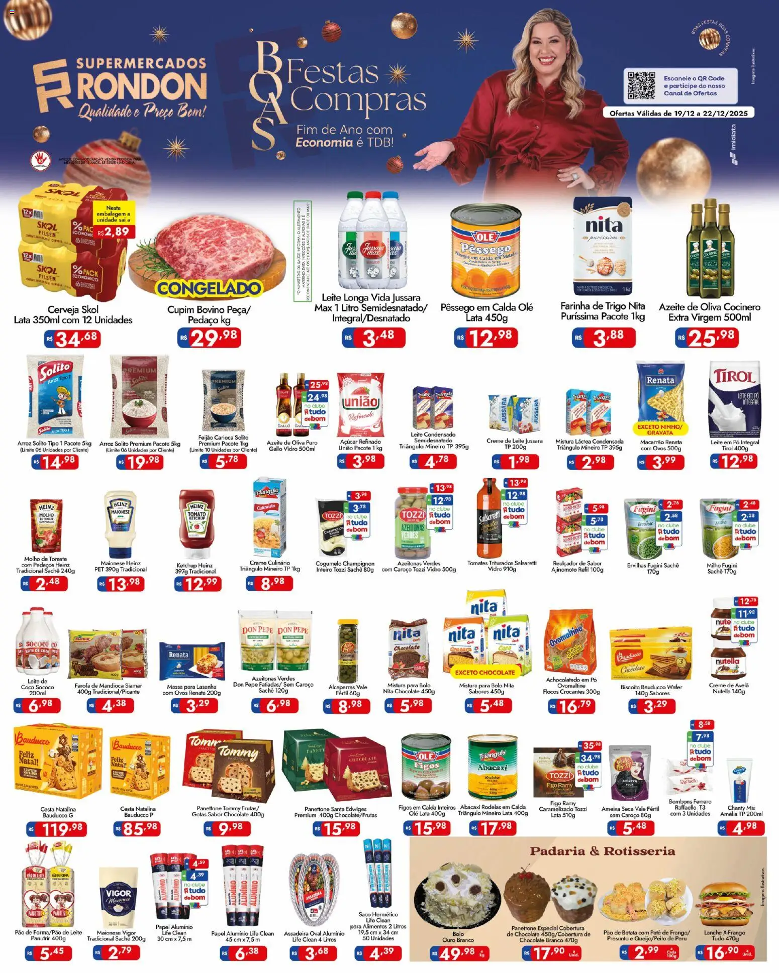 Supermercados Rondon Folheto - válido de 19.12.2025 | Página: 1 | Produtos: Panettone, Gravata, Presunto, Azeite