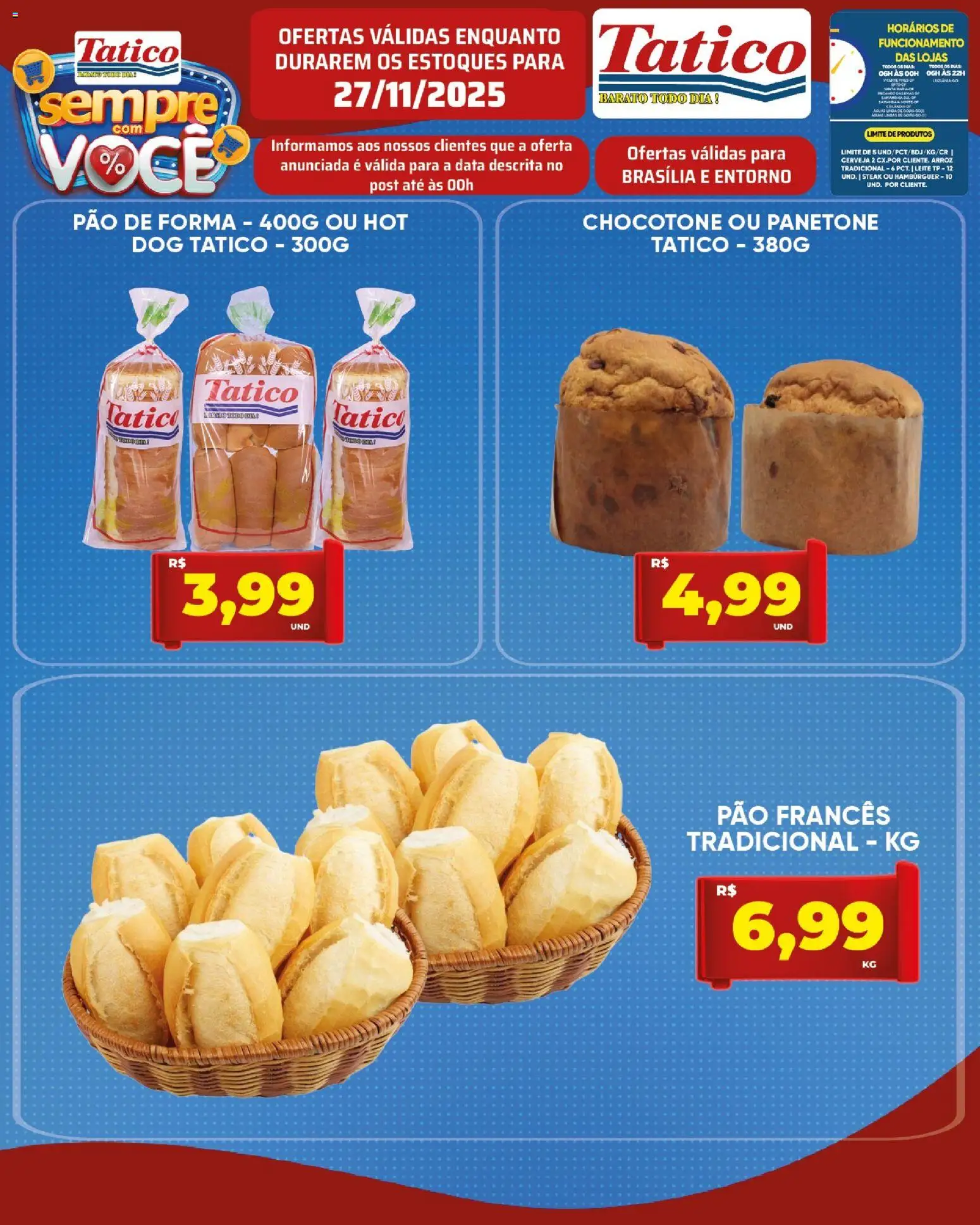 Tatico Folheto - válido de 27.11.2025 | Página: 17 | Produtos: Leite, Pão de forma, Pão francês, Panetone