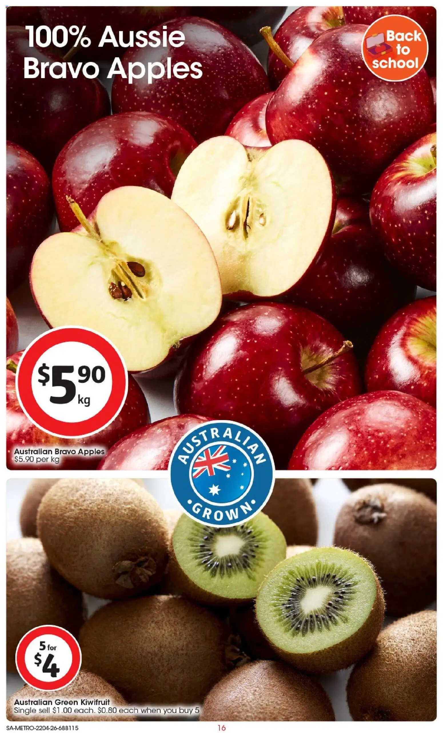 Coles catalogue - valid from 22.04.2026 | Page: 16 | Products: Apples, Kiwifruit