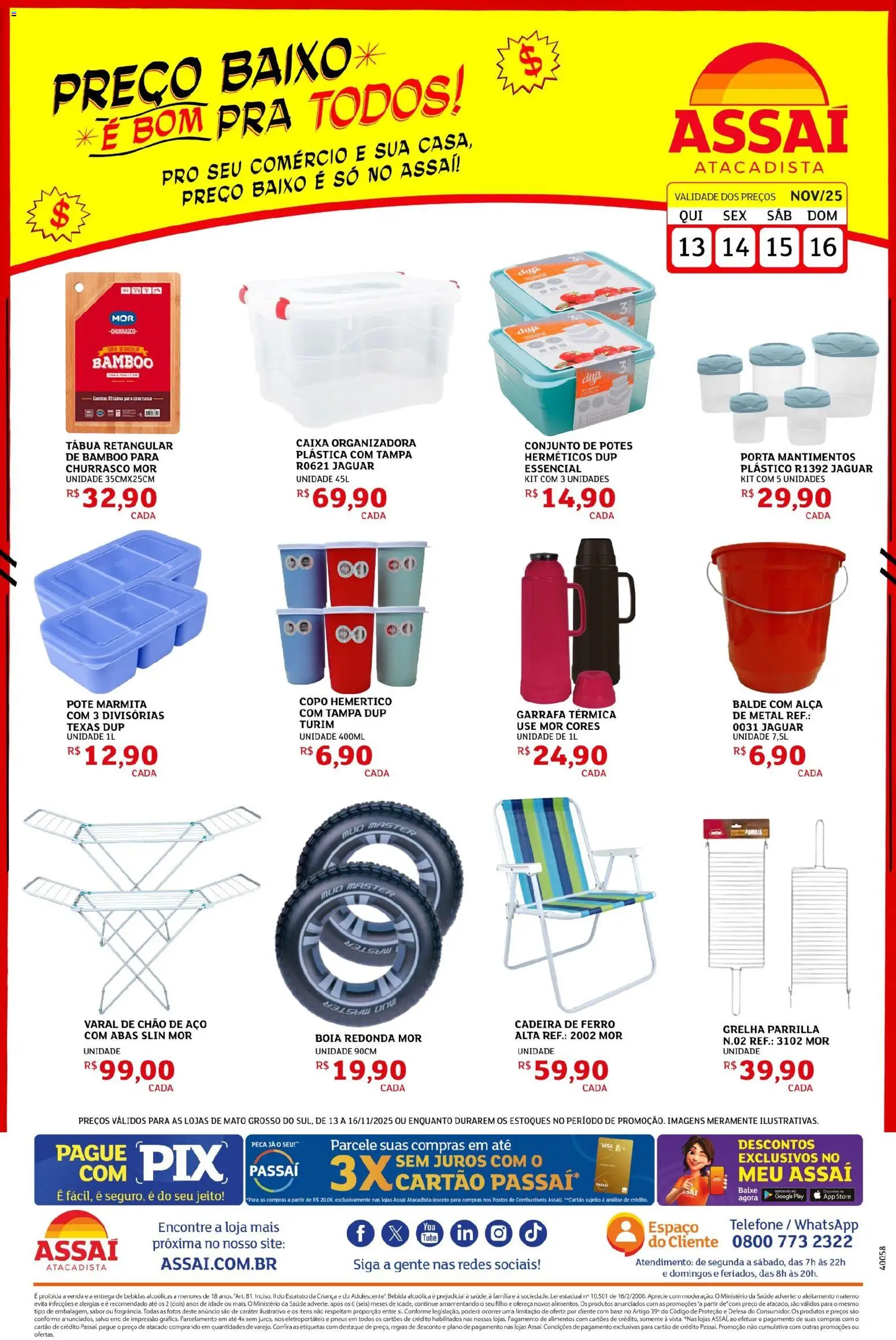 Assaí Atacadista Folheto - válido de 13.11.2025 | Página: 1 | Produtos: Ferro, Porta, Varal de chão, Balde