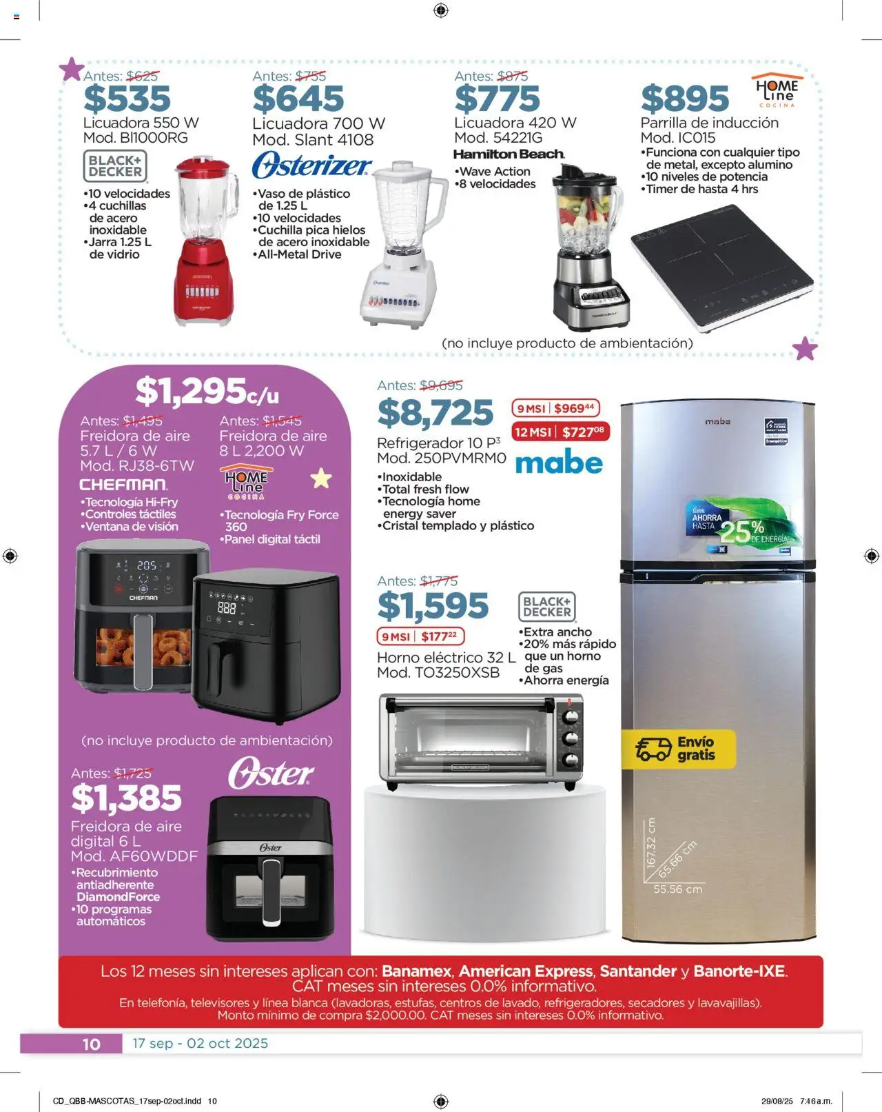 Nuevas ofertas de Chedraui válidas en toda la República Mexicana desde el 17.09.2025. ¡Encuentra las mejores ofertas en Chedraui - Folleto! | Página: 10 | Productos: Refrigerador, Horno eléctrico, Freidora de aire, Parrilla