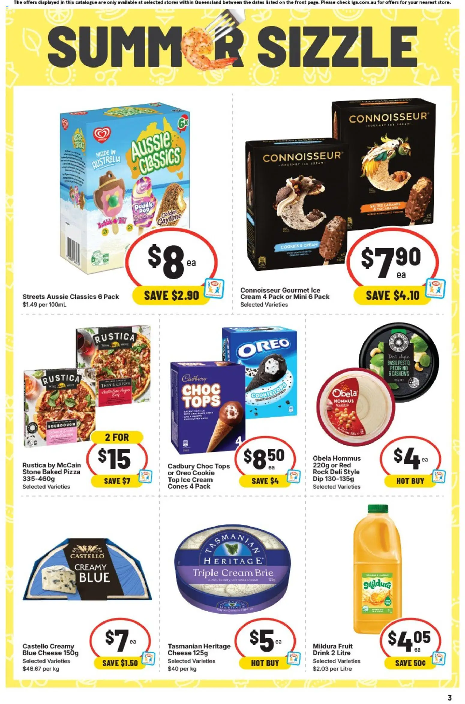 IGA catalogue - valid from 21.01.2026 | Page: 3 | Products: Cheese, Chocolate, Pizza, Cream
