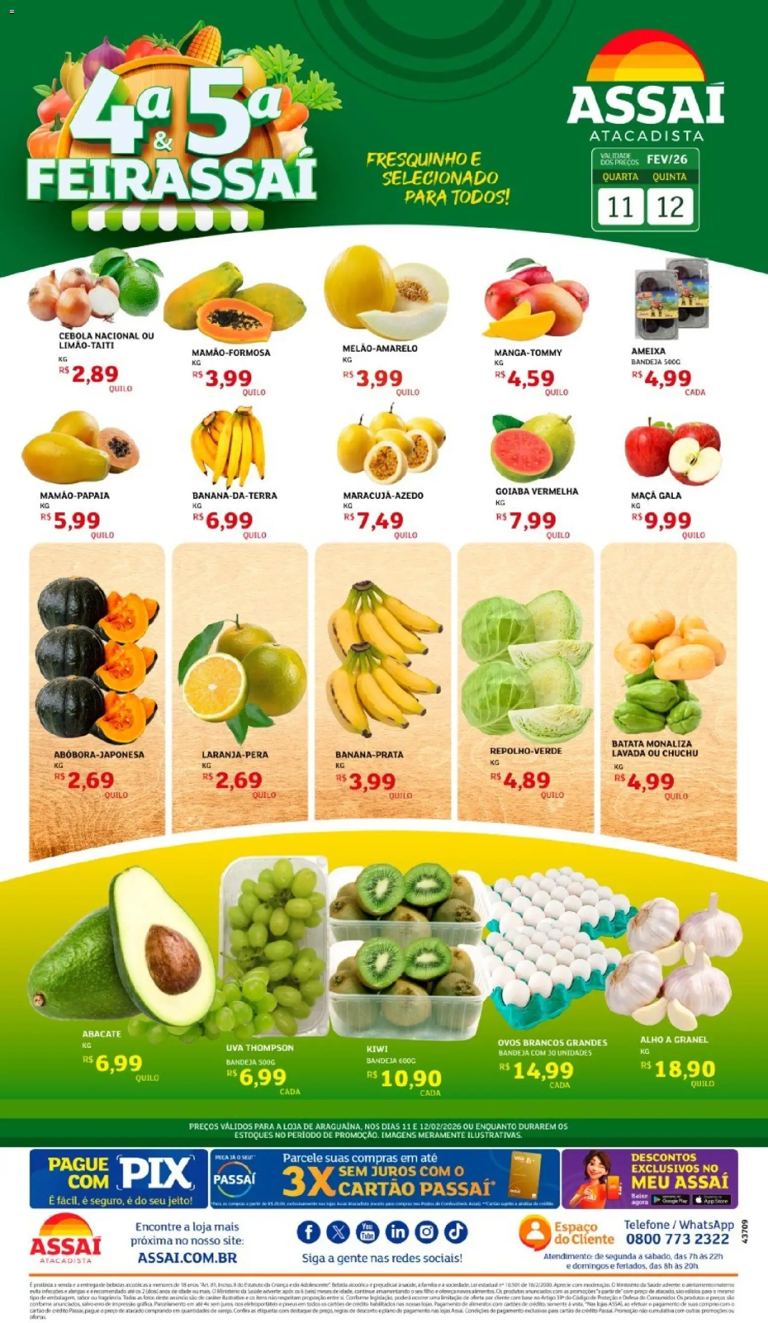 Assaí Atacadista Folheto - válido de 11.02.2026 | Página: 1 | Produtos: Alho, Cebola, Ovos, Bebida