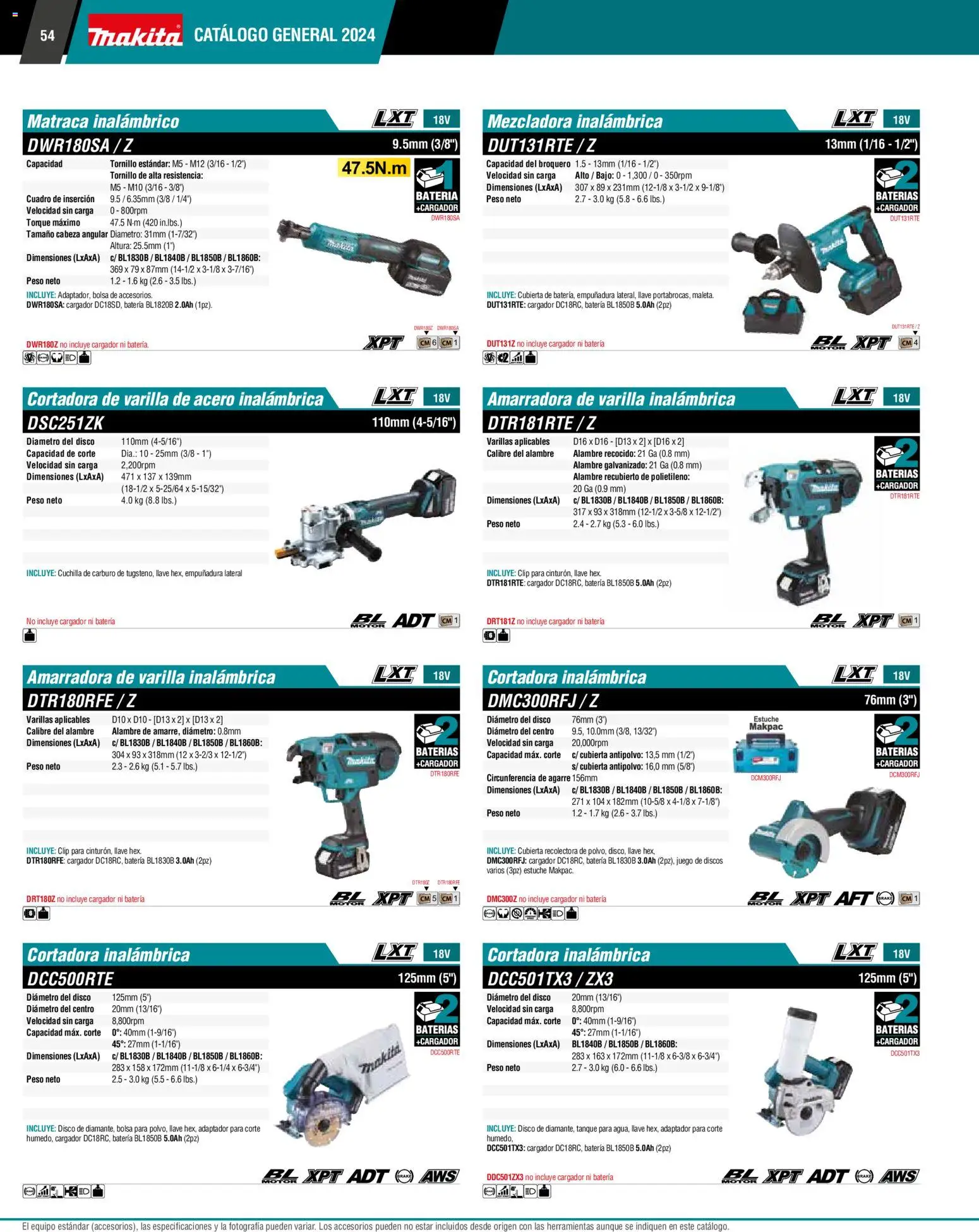 Nuevas ofertas de Makita válidas en toda la República Mexicana desde el 01.01.2024. ¡Encuentra las mejores ofertas en Makita catálogo General! | Página: 54 | Productos: Cuadro, Tornillo, Juego, Disco