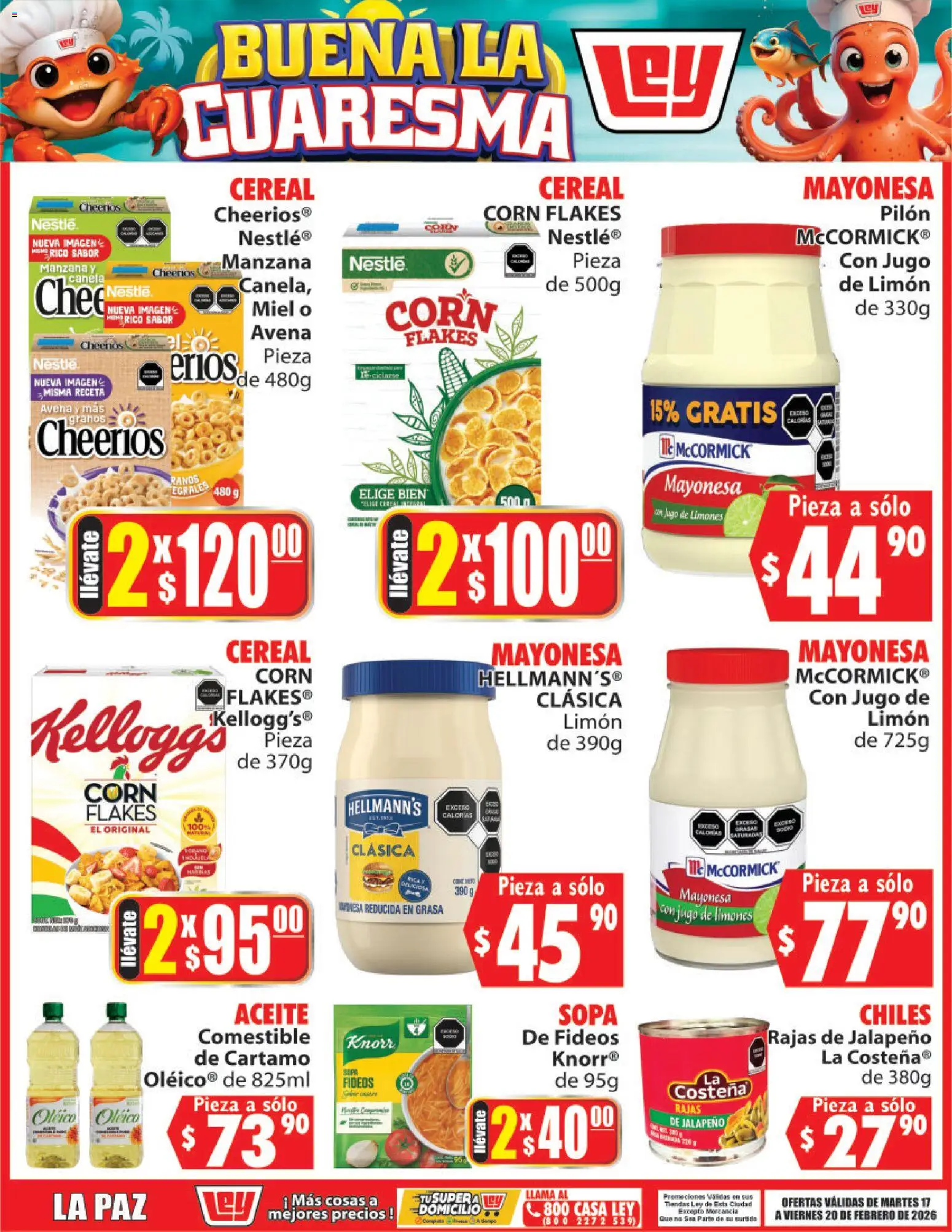 Nuevas ofertas de Casa Ley válidas en toda la República Mexicana desde el 17.02.2026. ¡Encuentra las mejores ofertas en Casa Ley folleto Buena la Cuaresma! | Página: 5 | Productos: Sopa, Manzana, Jugo, Fideos