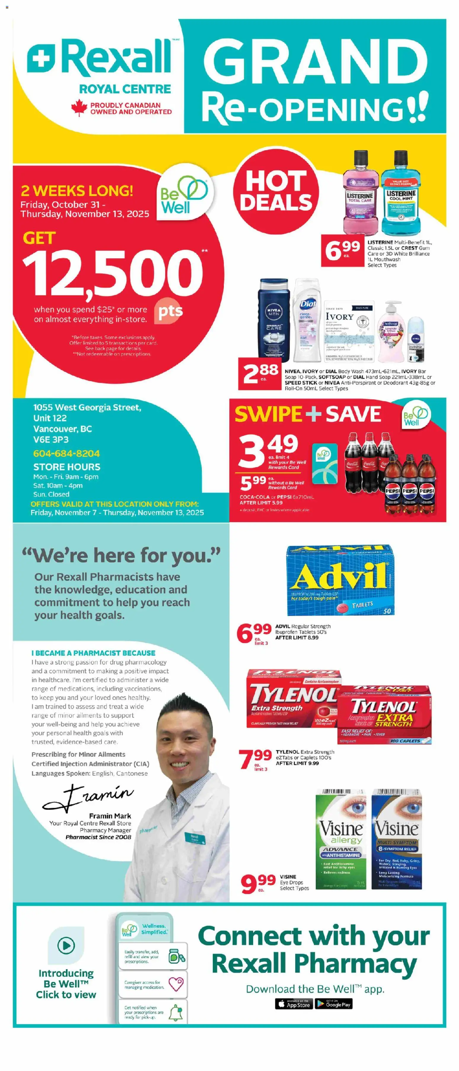 Rexall flyer valid from 07.11.2025 | Page: 1 | Products: Soap, Body wash, Deodorant, Mouthwash