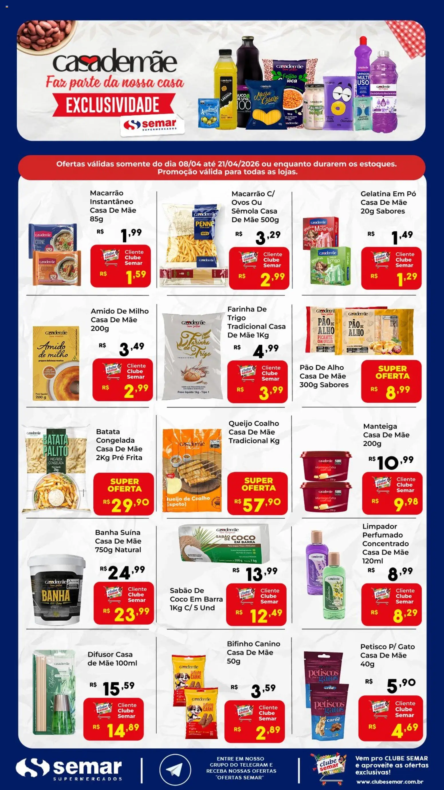 Semar Supermercado Folheto - válido de 08.04.2026 | Página: 1 | Produtos: Difusor, Sabão, Ovos, Massa