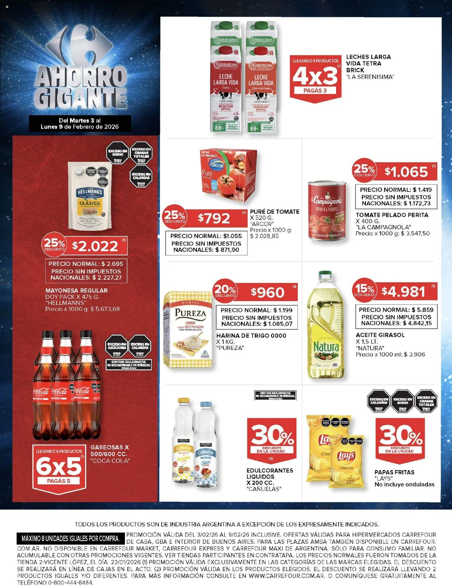 Carrefour ofertas │ válido desde el 03.02.2026 | Página: 14 | Productos: Mayonesa, Edulcorante, Tomate, Tomates