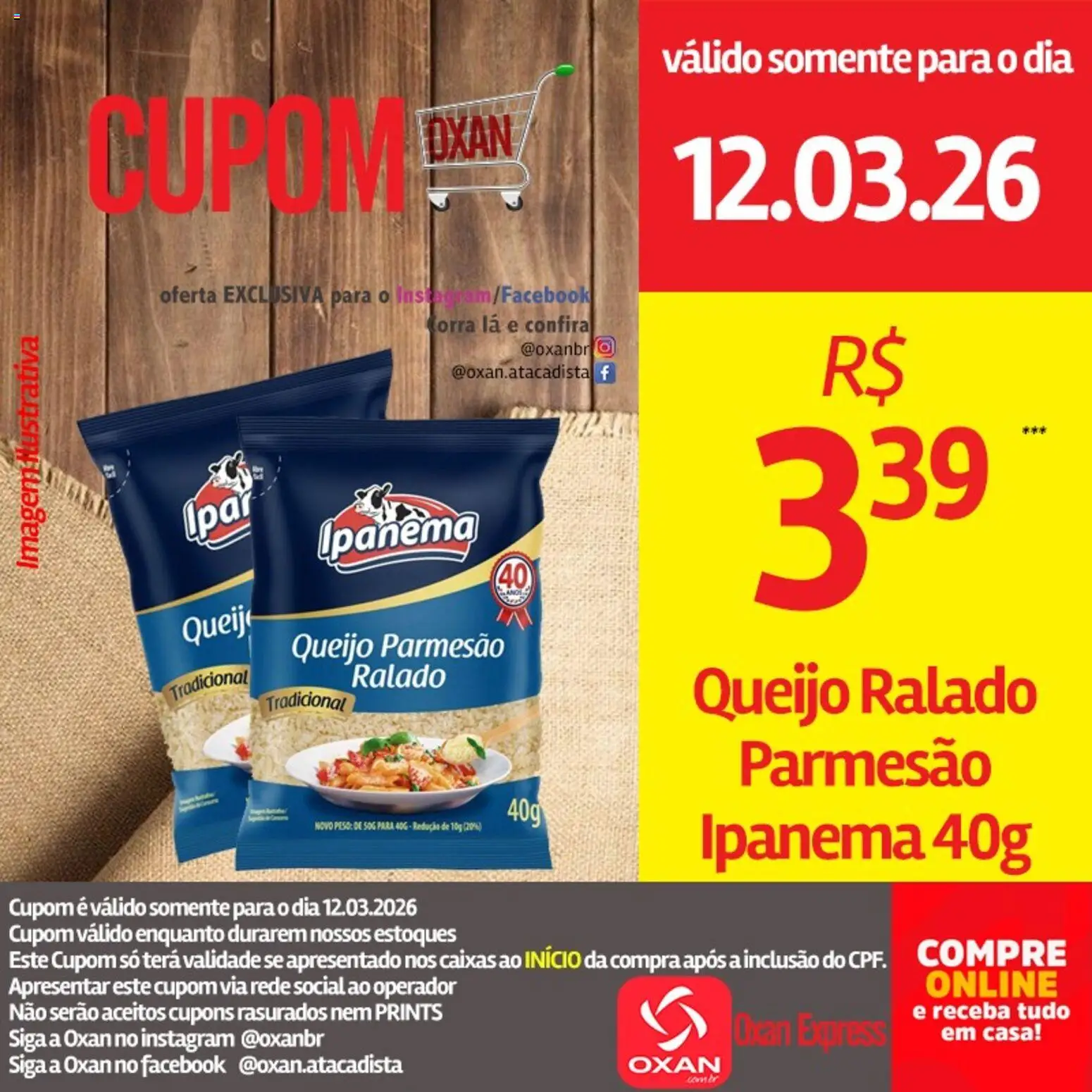 Oxan Atacadista Folheto - válido de 12.03.2026 | Página: 17 | Produtos: Queijo, Parmesão, Queijo ralado, Queijo parmesão