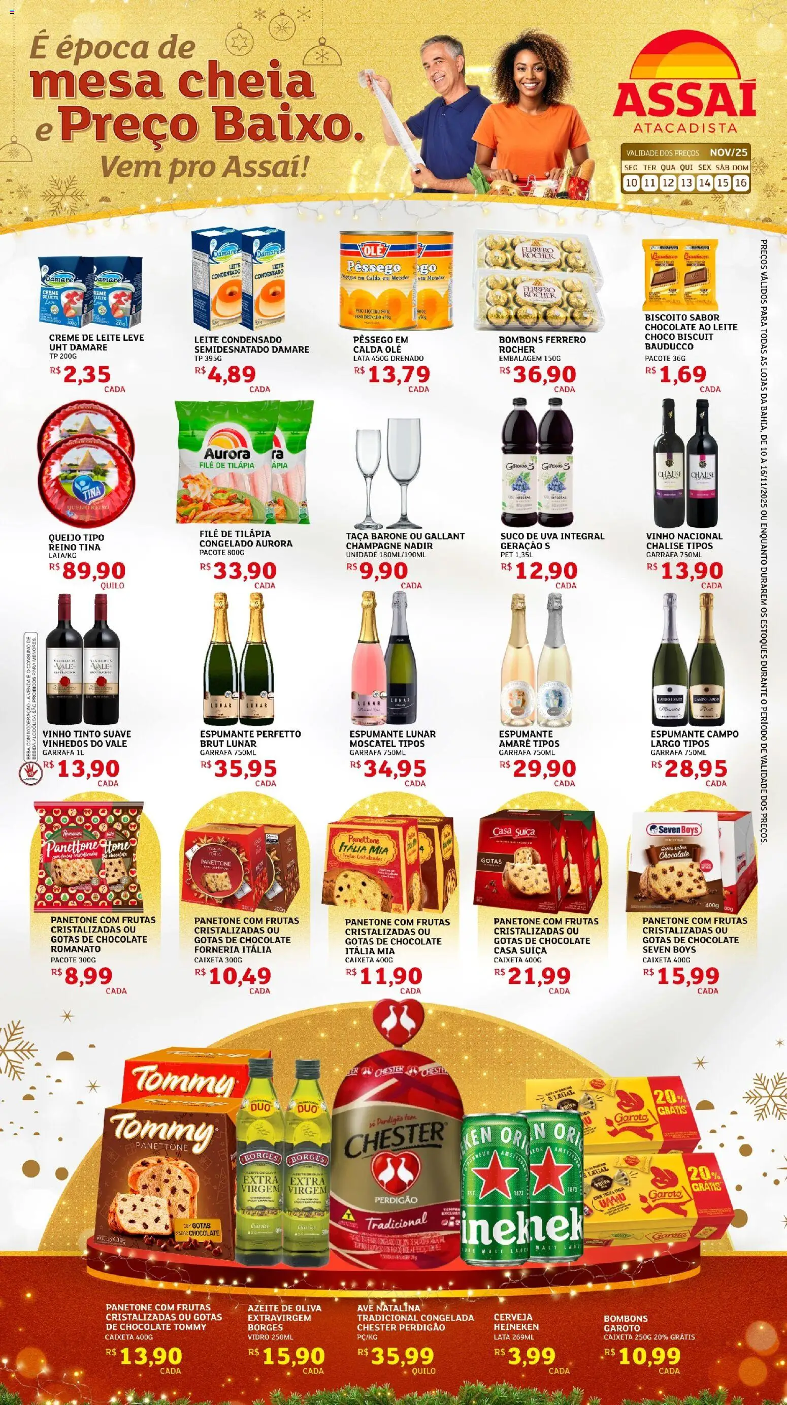 Assaí Atacadista Folheto - válido de 10.11.2025 | Página: 1 | Produtos: Biscoito, Panettone, Cerveja, Creme