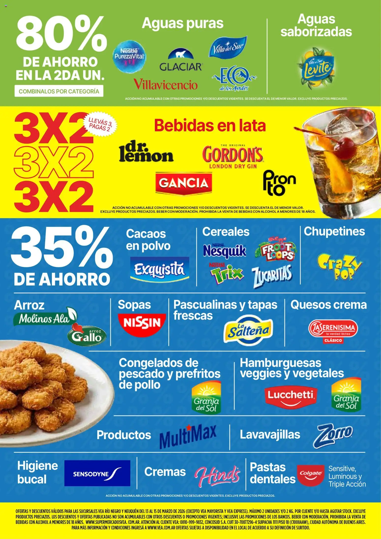 Vea - Ofertas fds Patagonia │ válido desde el 13.03.2026 | Página: 6 | Productos: Lavavajillas, Pollo, Cereales, Crema
