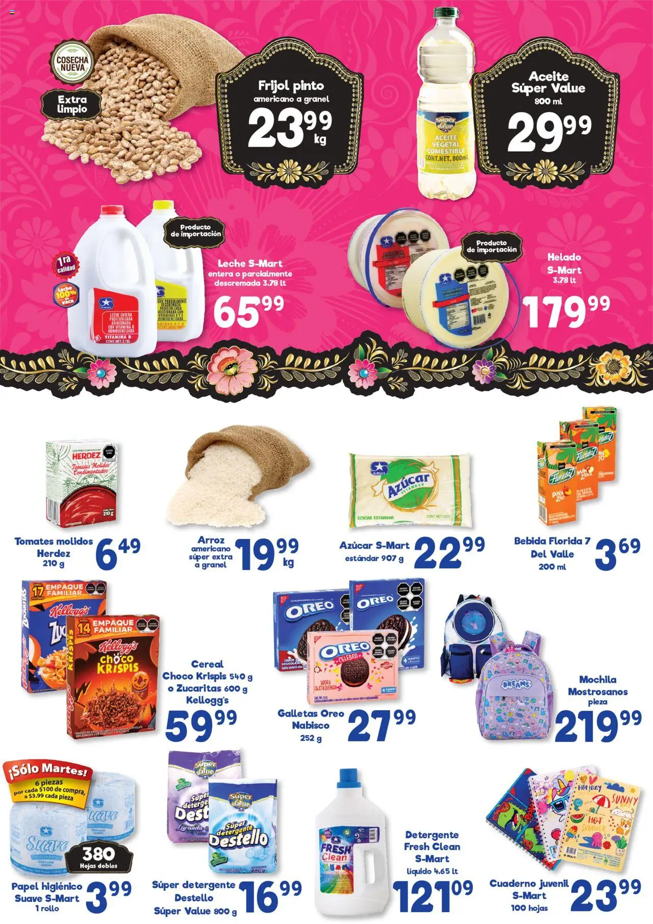 Nuevas ofertas de S-Mart válidas en toda la República Mexicana desde el 12.08.2025. ¡Encuentra las mejores ofertas en S-Mart - Folleto - Juarez! | Página: 5 | Productos: Aceite, Chocolate, Arroz, Papel higiénico