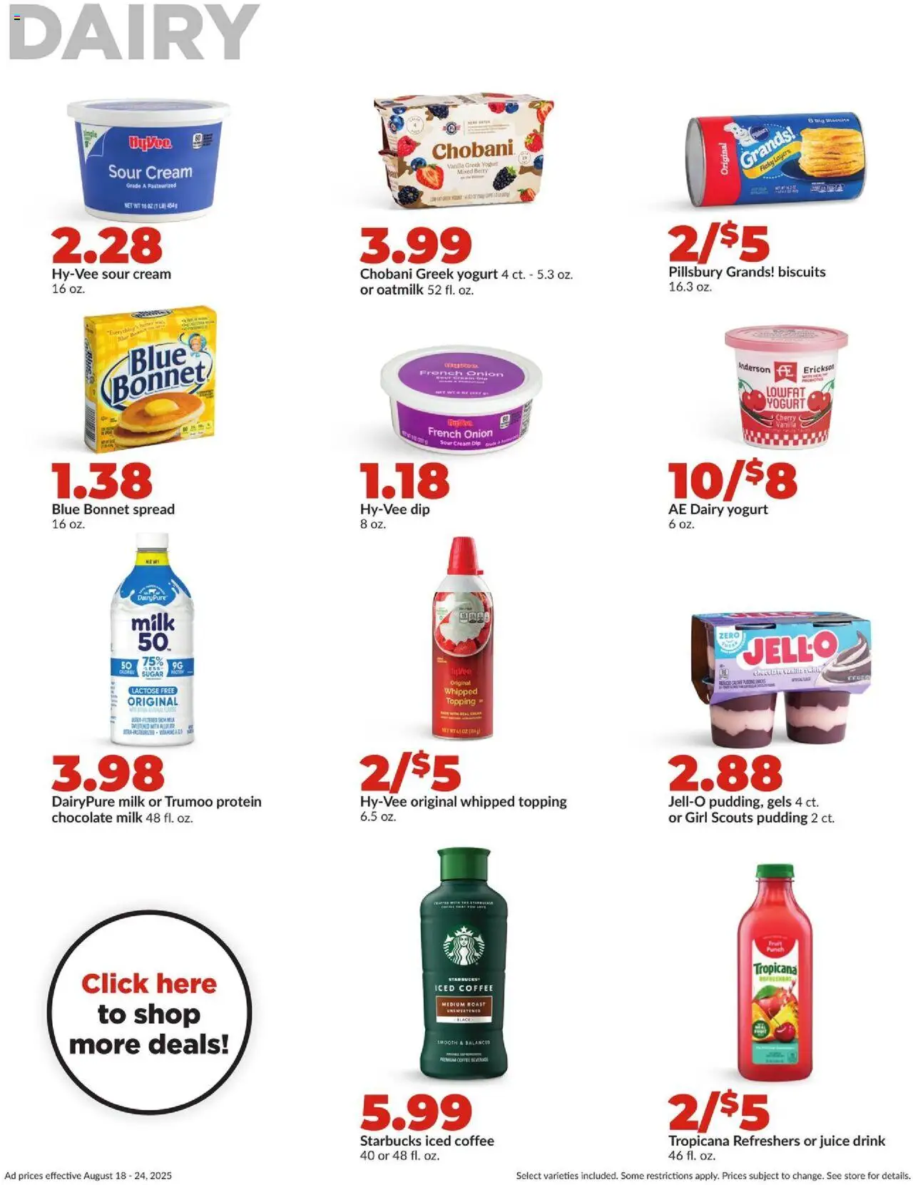 HyVee Weekly Ad - valid from 18.08.2025 | Page: 29 | Products: Yogurt, Coffee, Sour cream, Sugar
