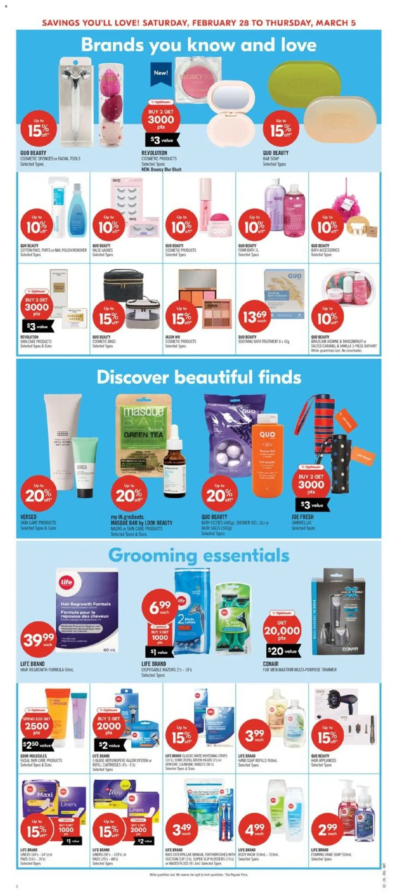 Shoppers flyer valid from 27.02.2026 | Page: 12 | Products: Blush, Nail polish, Bath, Shower