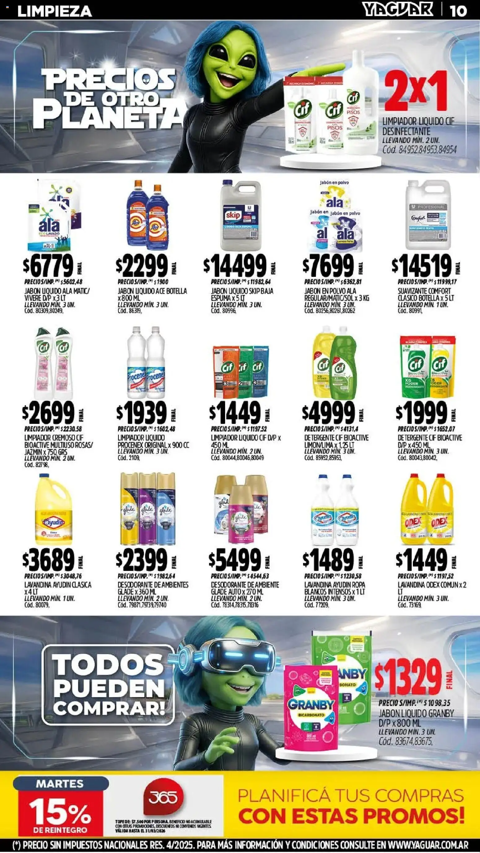 Yaguar - Oferta Semanal Santa Fé │ válido desde el 09.03.2026 | Página: 10 | Productos: Desodorante de ambiente, Desodorante, Jabón en polvo, Espuma