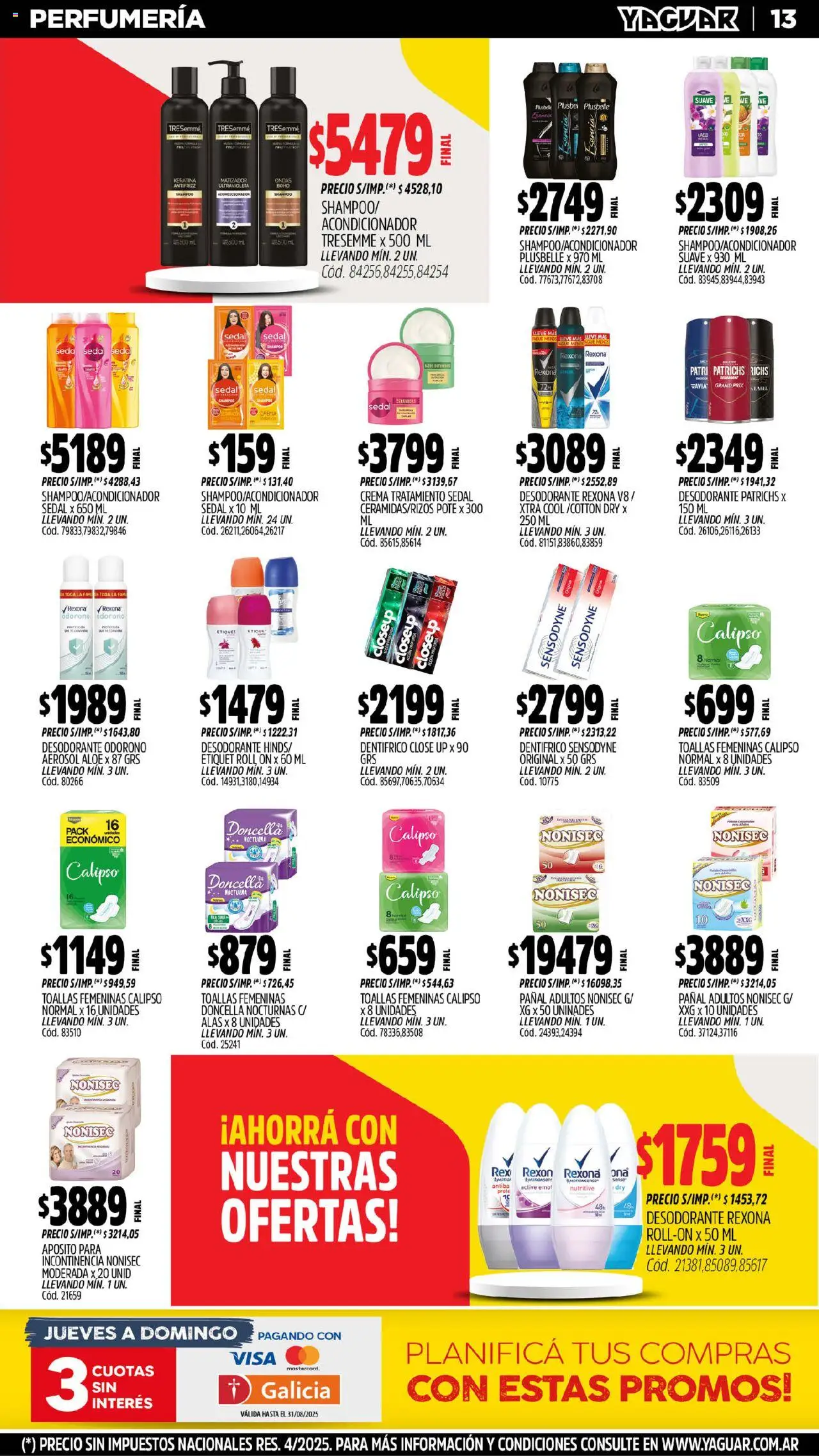 Yaguar catálogo │ válido desde el 18.08.2025 | Página: 13 | Productos: Toallas, Shampoo, Acondicionador, Crema