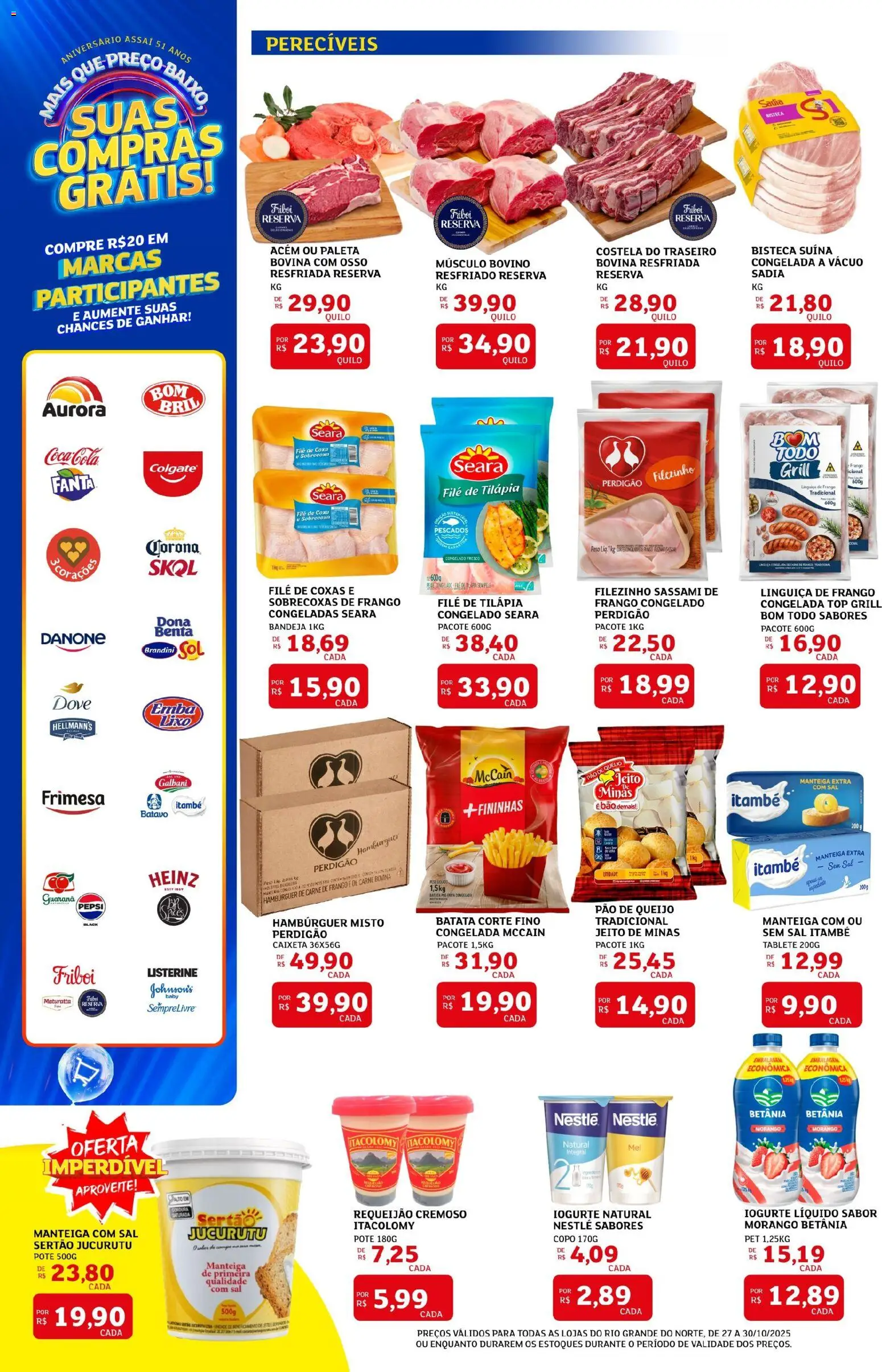 Assaí Atacadista Folheto - válido de 27.10.2025 | Página: 6 | Produtos: Queijo, Carne de frango, Bandeja, Sal