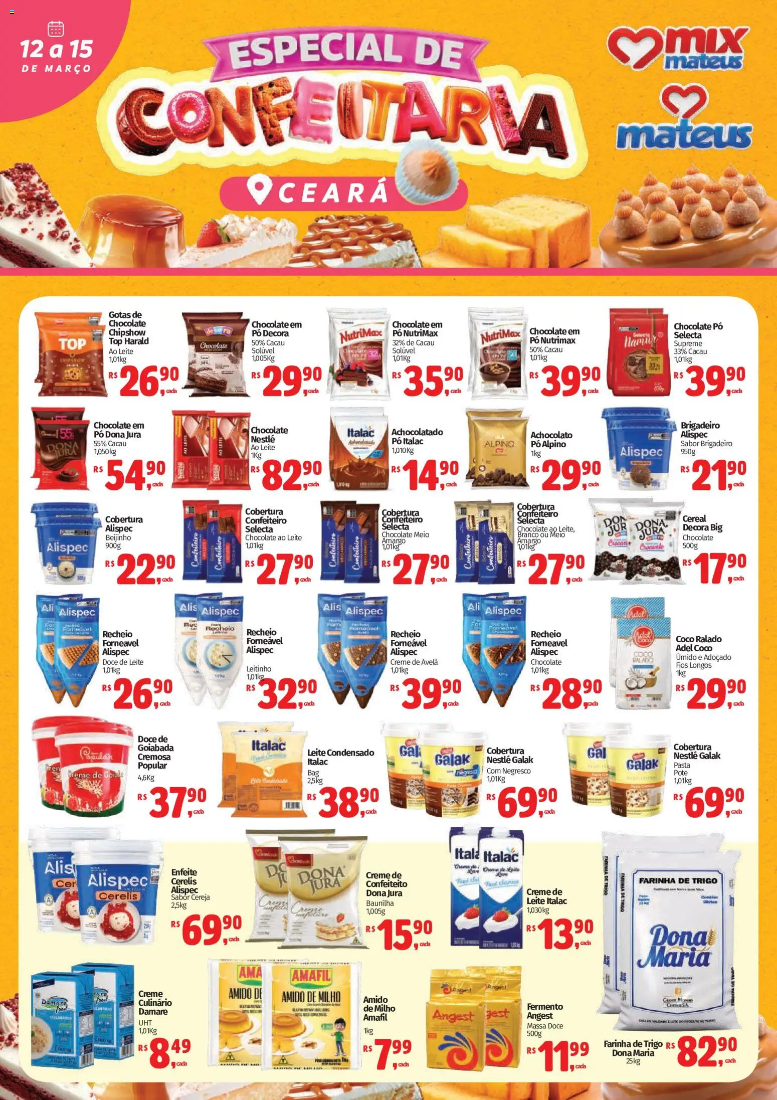 Mateus Folheto - válido de 12.03.2026 | Página: 1 | Produtos: Coco, Amido de milho, Leite, Creme de avelã