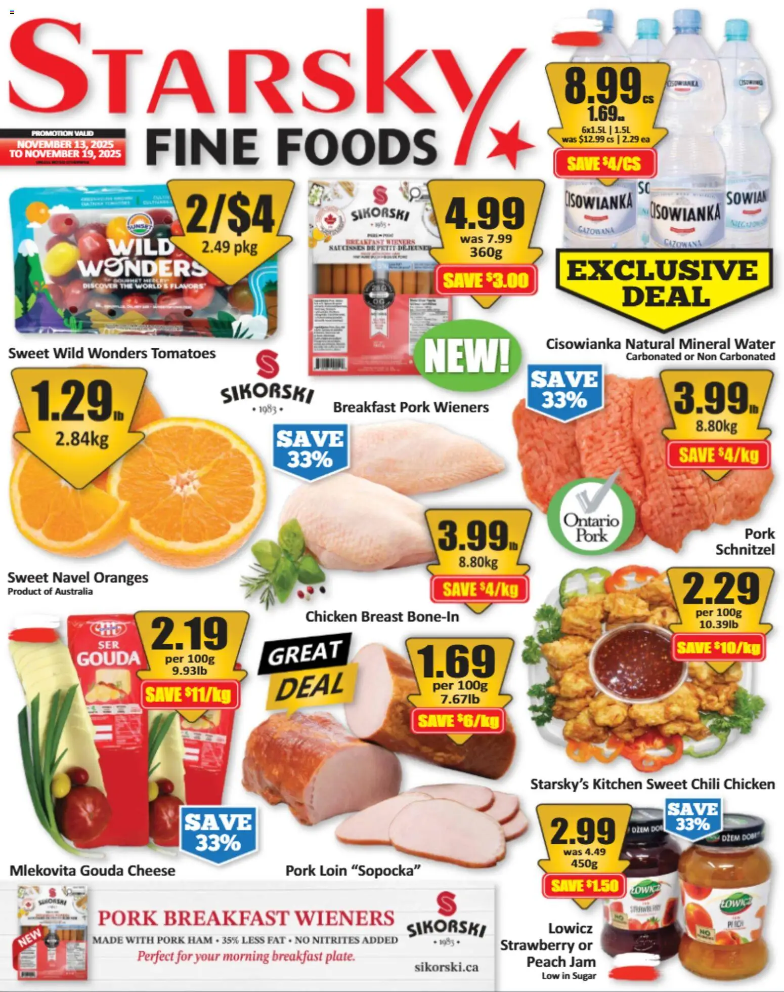 Starsky flyer valid from 13.11.2025 | Page: 1 | Products: Chicken, Pork, Oranges, Tomatoes