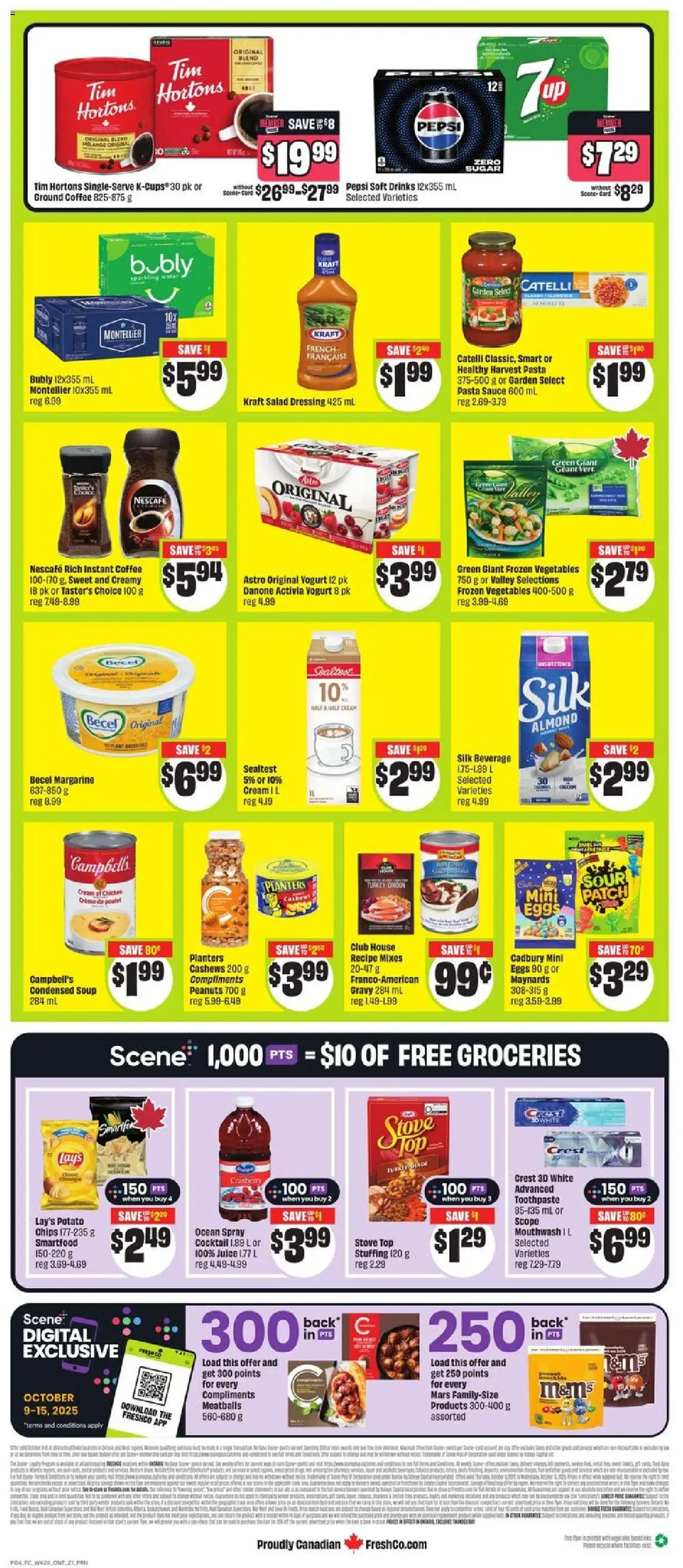 FreshCo flyer valid from 09.10.2025 | Page: 2 | Products: Cream, Turkey, Stove, Coffee
