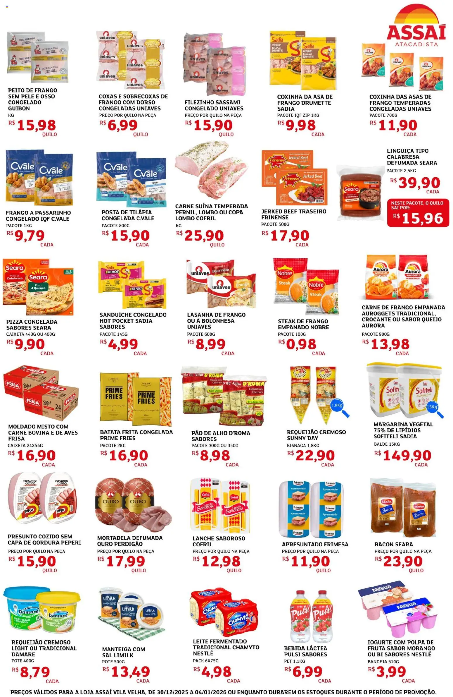 Assaí Atacadista Folheto - válido de 30.12.2025 | Página: 3 | Produtos: Bandeja, Frango, Leite fermentado, Batata frita