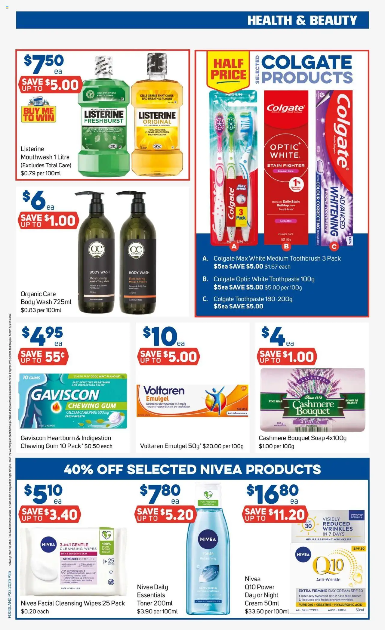 Foodland catalogue - valid from 13.08.2025 | Page: 25 | Products: Makeup, Toothpaste, Mouthwash, Cream