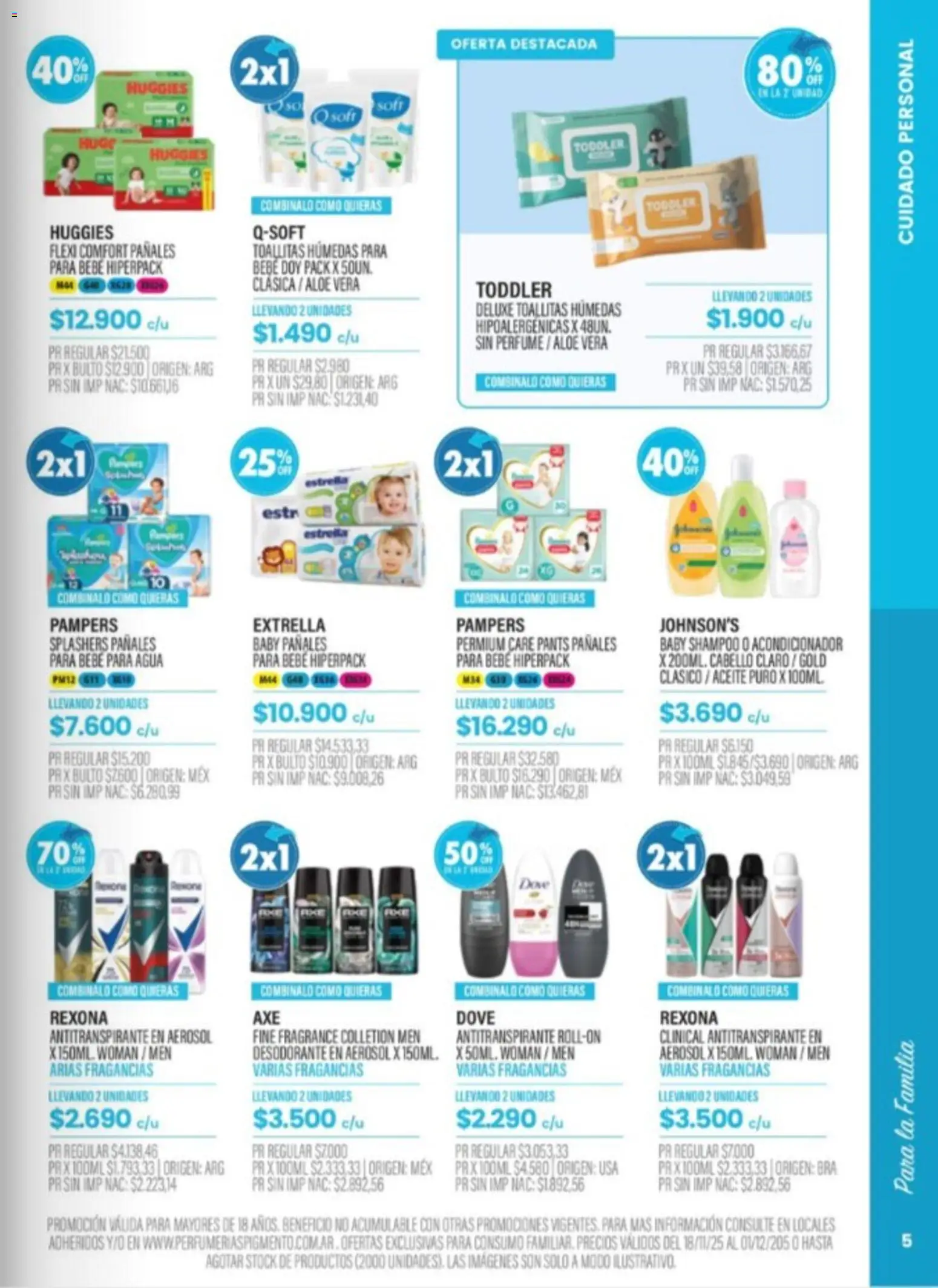 Pigmento catálogo │ válido desde el 18.11.2025 | Página: 5 | Productos: Acondicionador, Desodorante, Agua, Pañales