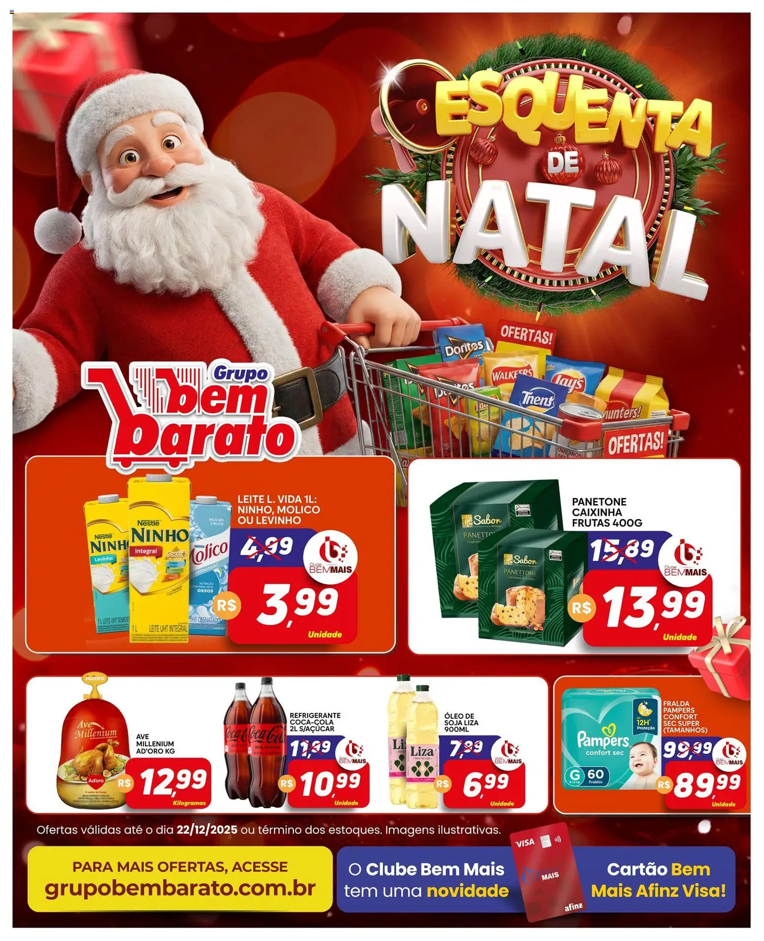Supermercado Bem Barato Folheto - válido de 16.12.2025 | Página: 1 | Produtos: Pampers, Leite, Cálcio, Soja