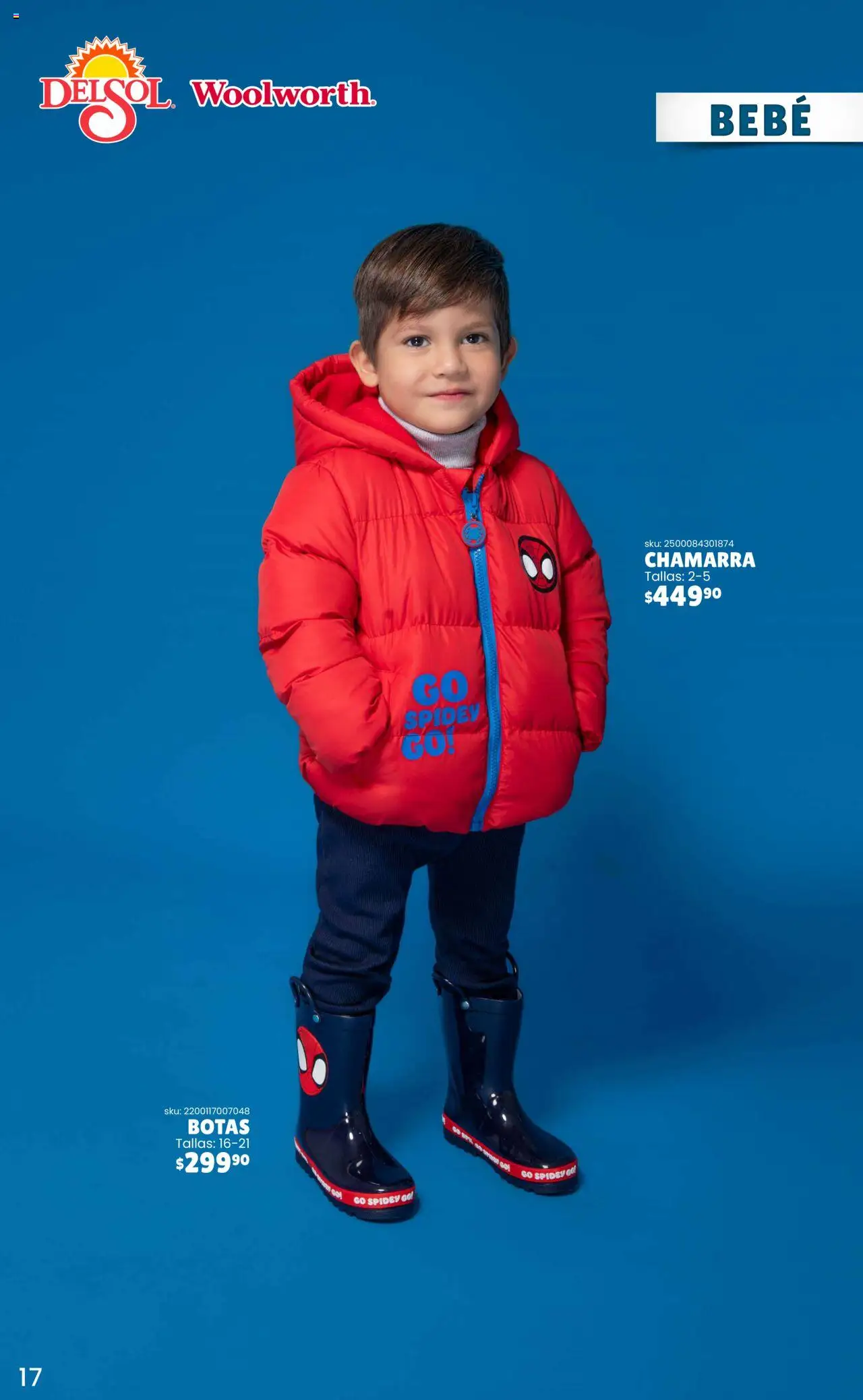 Nuevas ofertas de Del Sol y Woolworth válidas en toda la República Mexicana desde el 25.09.2025. ¡Encuentra las mejores ofertas en Del Sol y Woolworth - Catálogo Rompevientos Disney! | Página: 17 | Productos: Botas, Chamarra